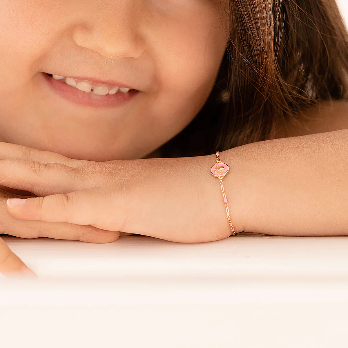 Braccialetto Angioletto Smalto Rosa Bambino - Io&Ro