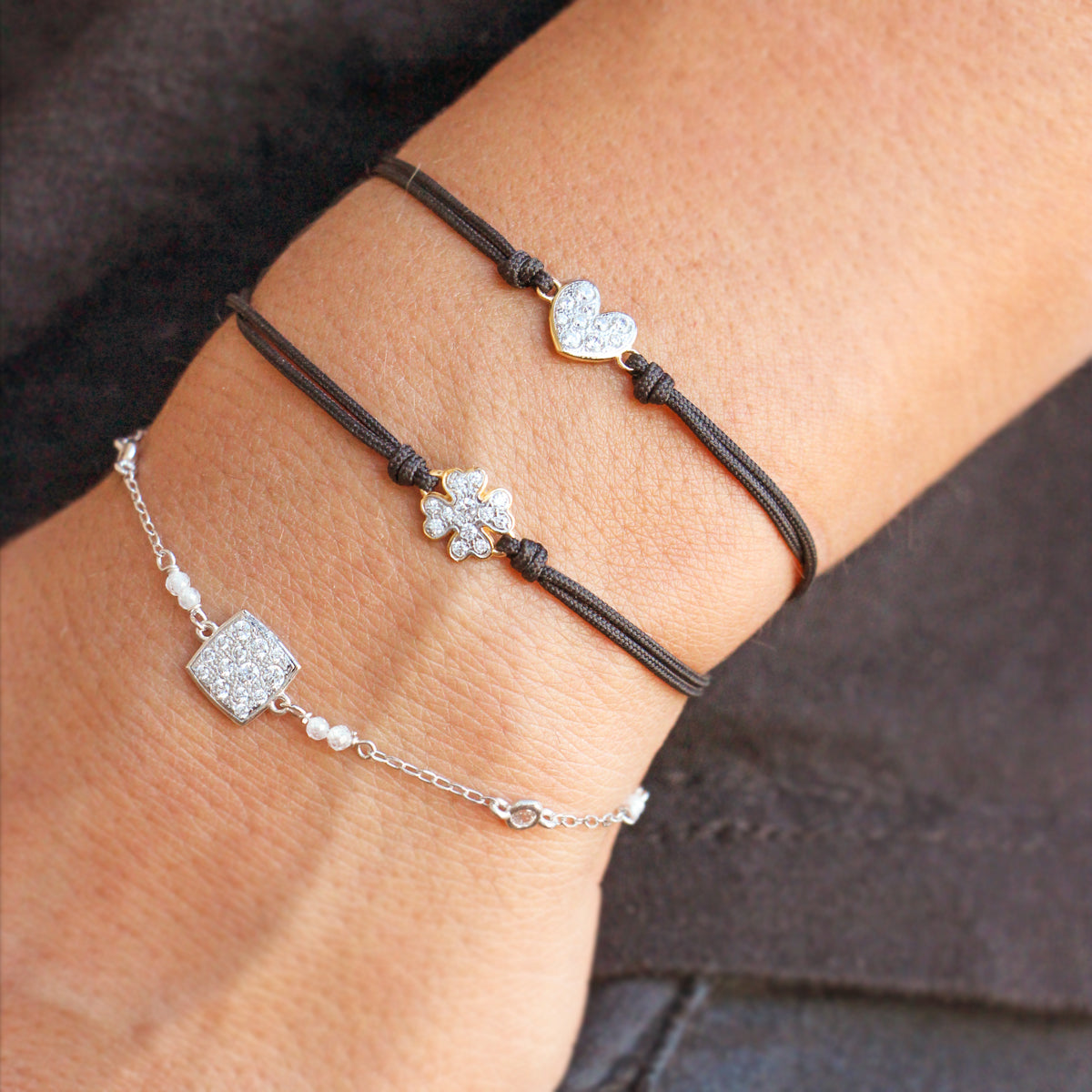 Bracciale Catena Castoni Quadrato Small Pavè - Stardust Ten