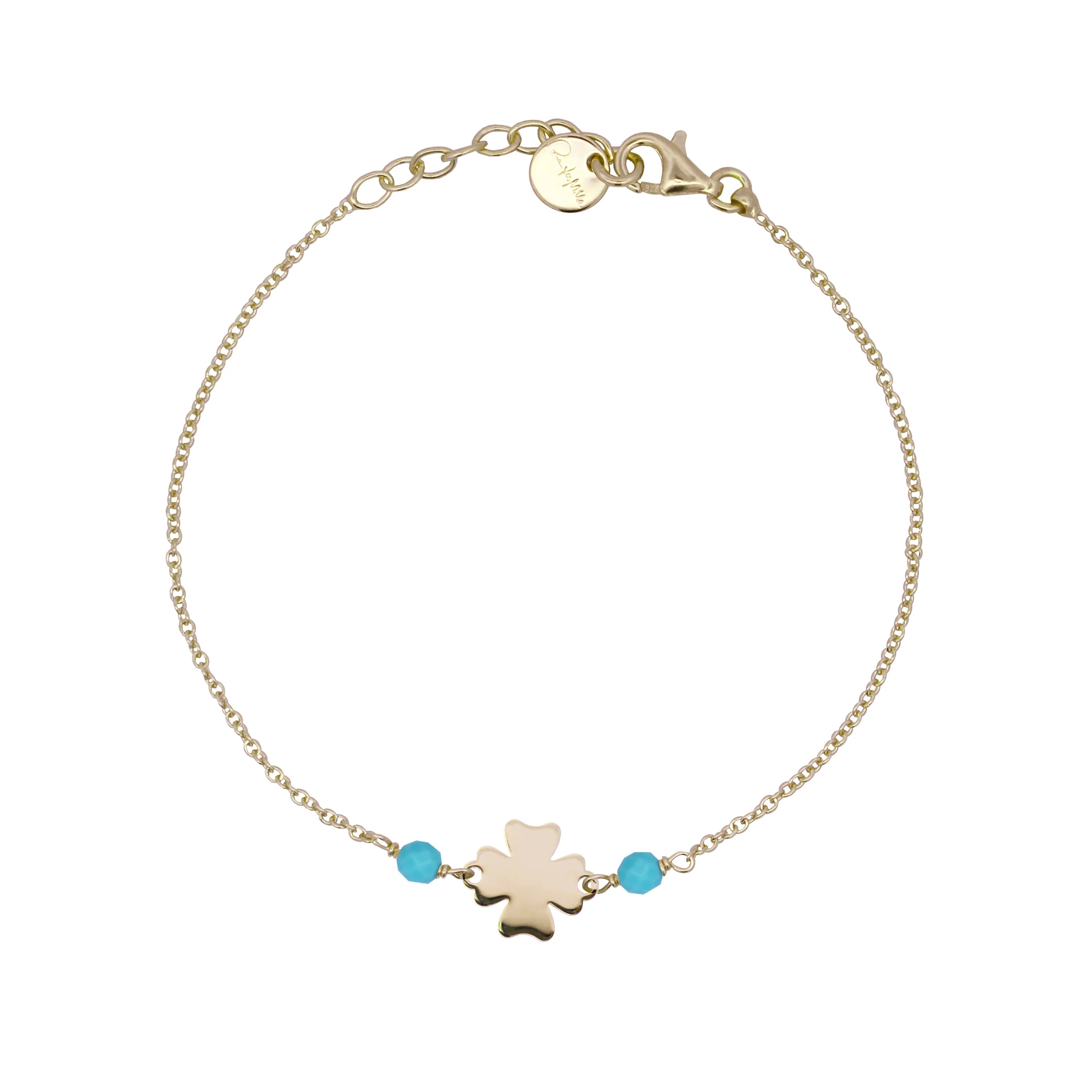 Bracciale Catenella Quadrifoglio Pietre Turchesi Adulto - Io&Ro