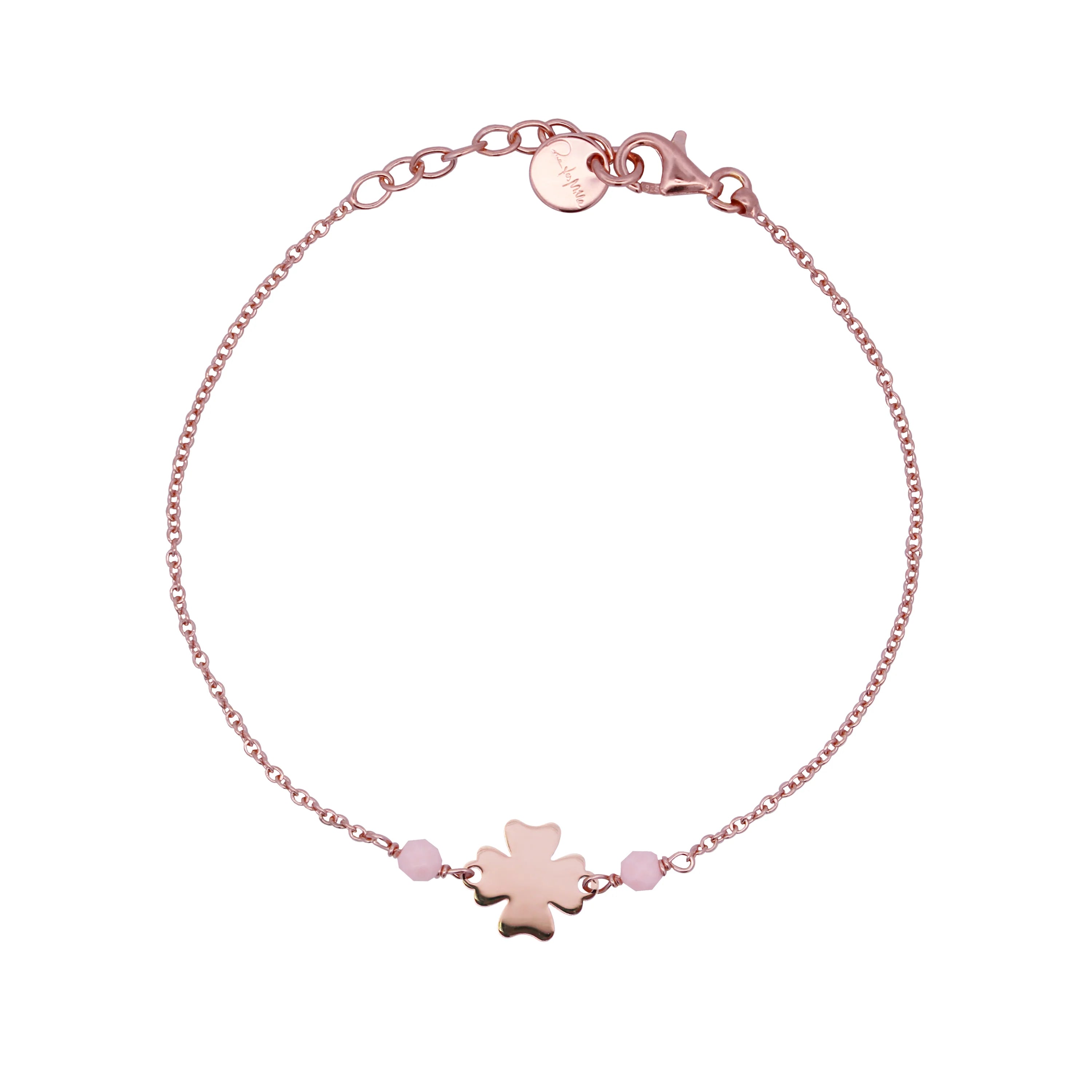 Bracciale Catenella Quadrifoglio Pietre Rosa Adulto - Io&Ro