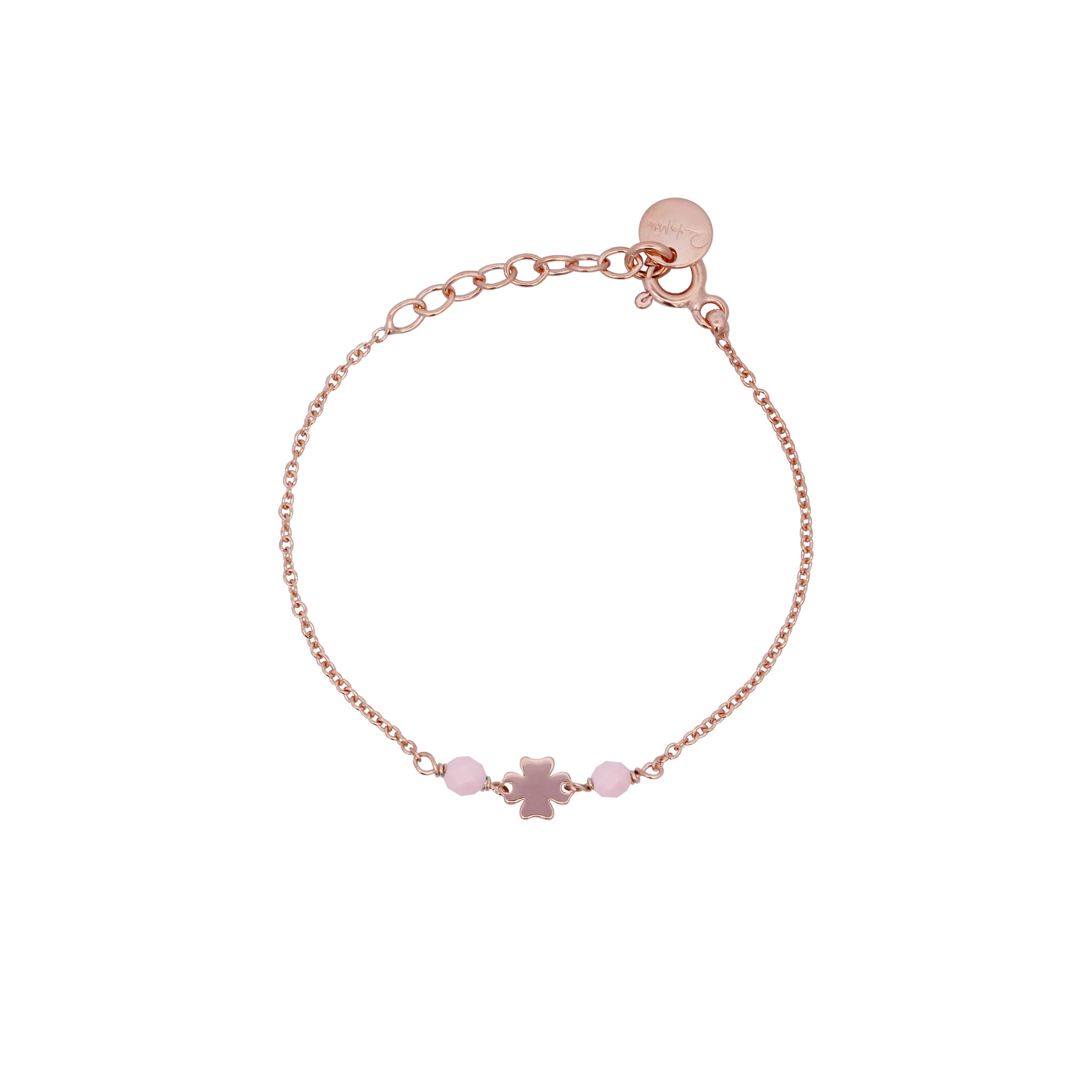 Bracciale Catenella Quadrifoglio Pietre Rosa Bambino - Io&Ro