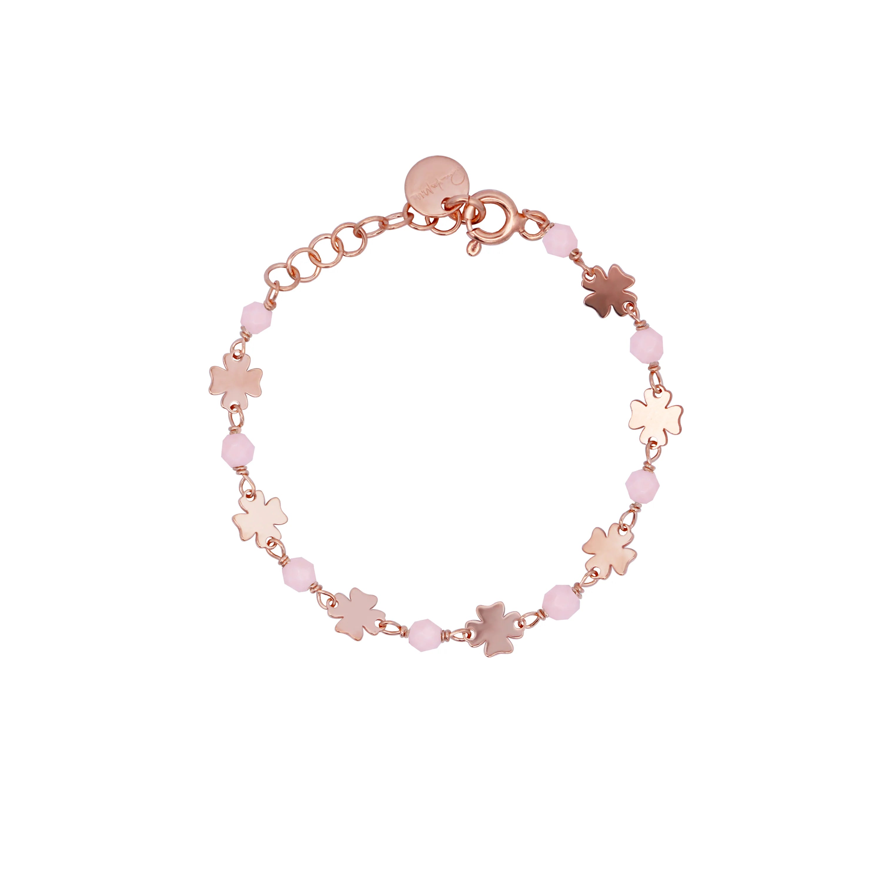 Braccialetto Incatenato Quadrifogli Pietre Rosa Bambino - Io&Ro