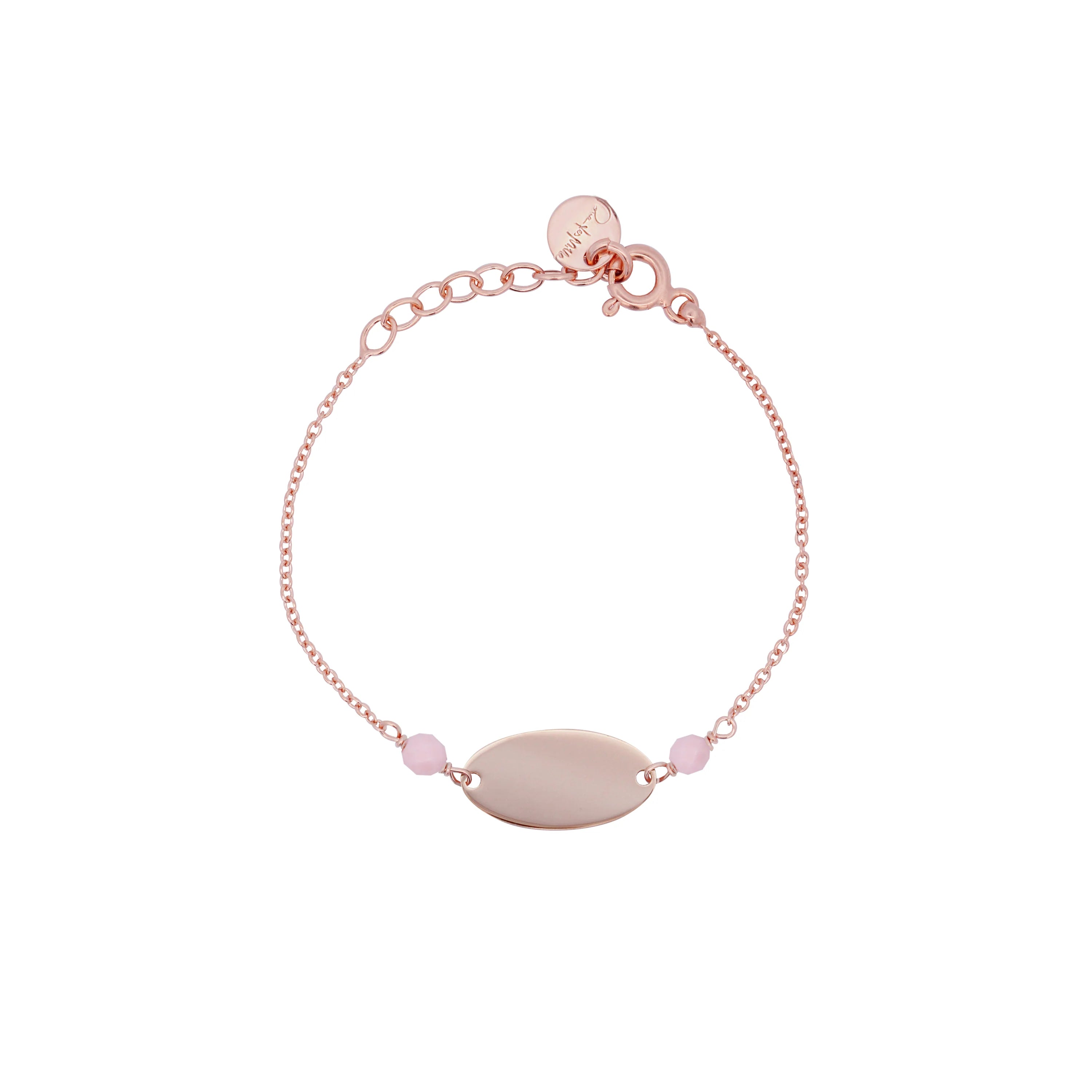 Braccialetto Bambino con Piastrina e Pietre Rosa - Io&Ro