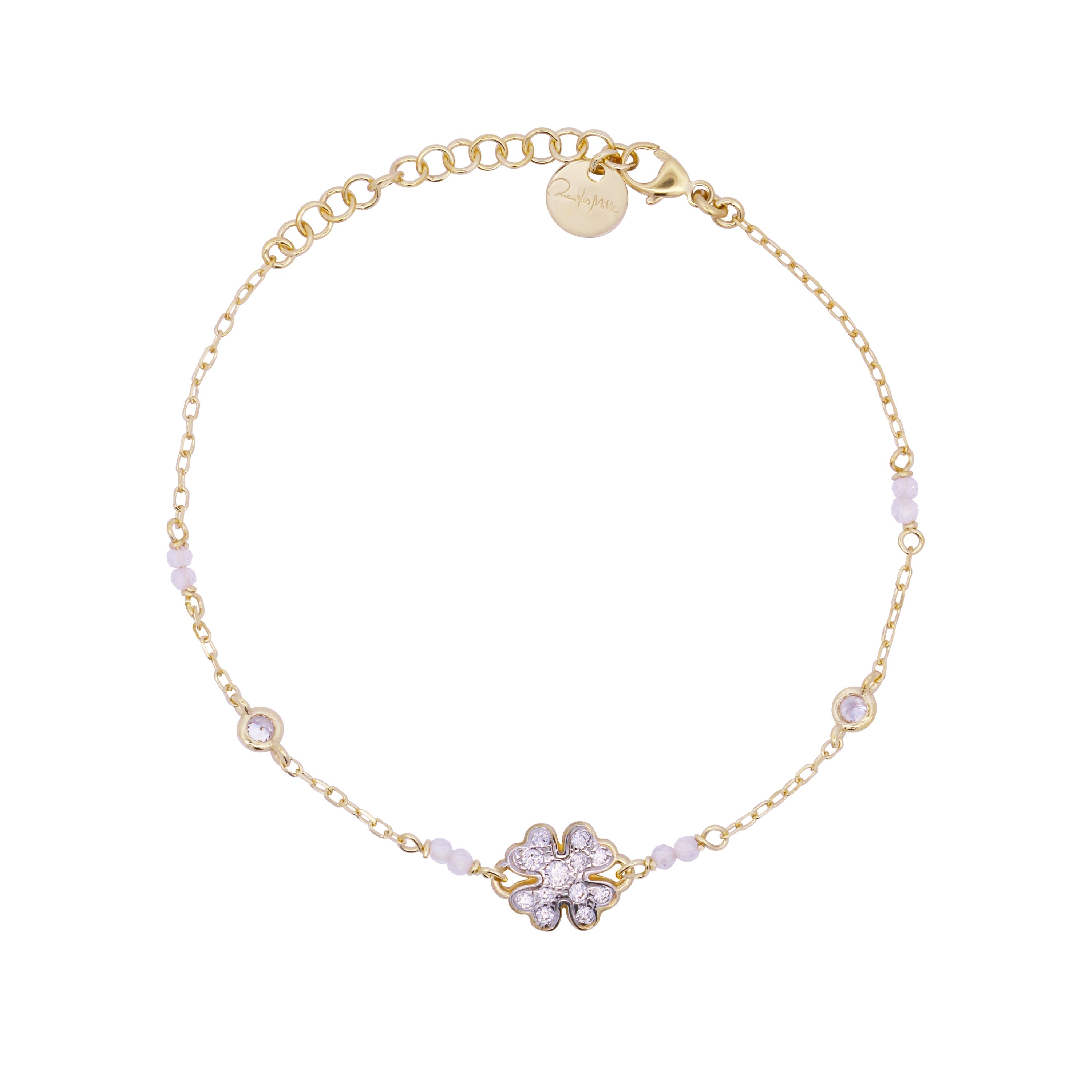 Bracciale Catena Castoni Quadrifoglio Small Pavè - Stardust Ten