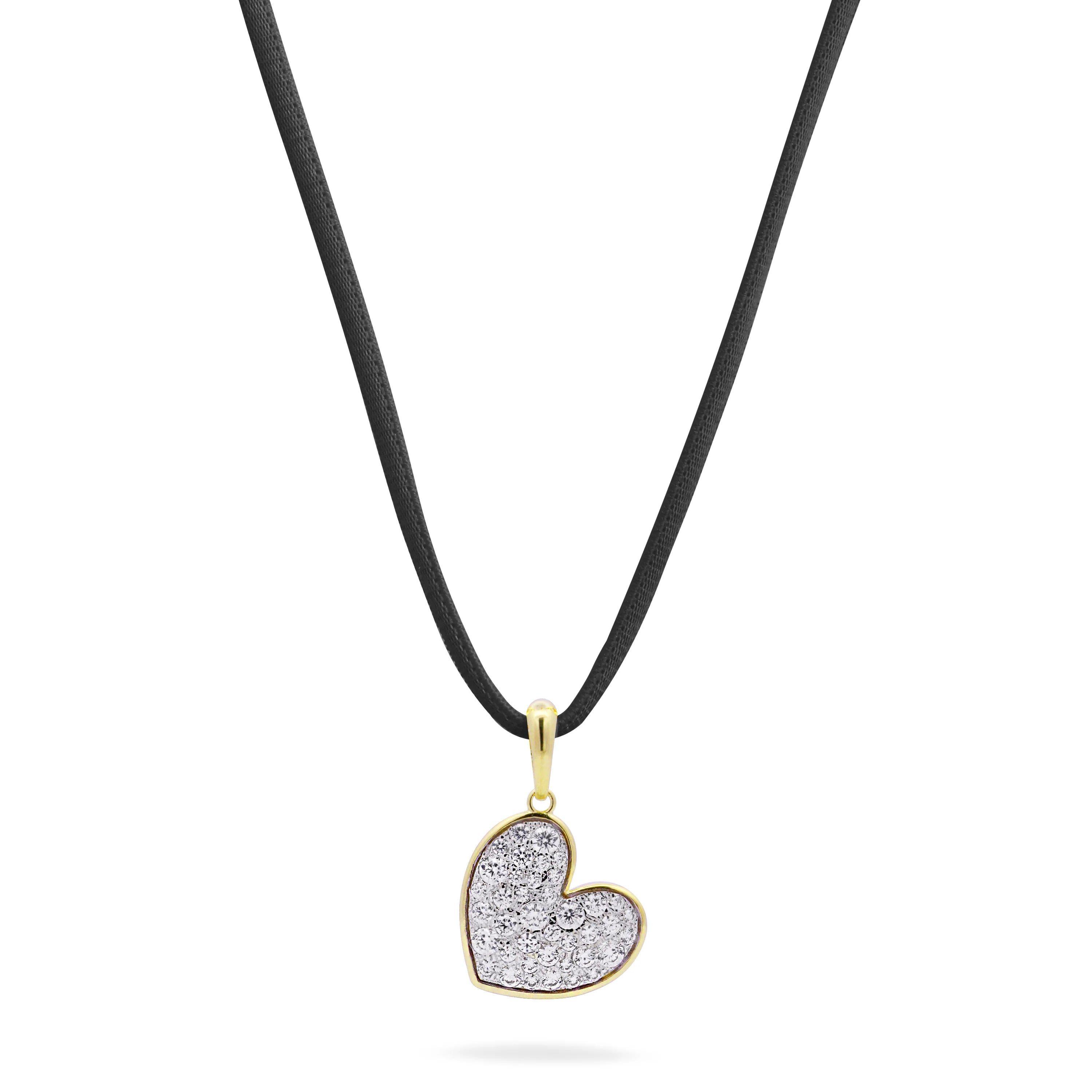 Ciondolo a forma di cuore con choker nero - Cuore Pavè Oversized - Collezione Stardust Ten di Rue Des Mille presso Liberati Gioielli