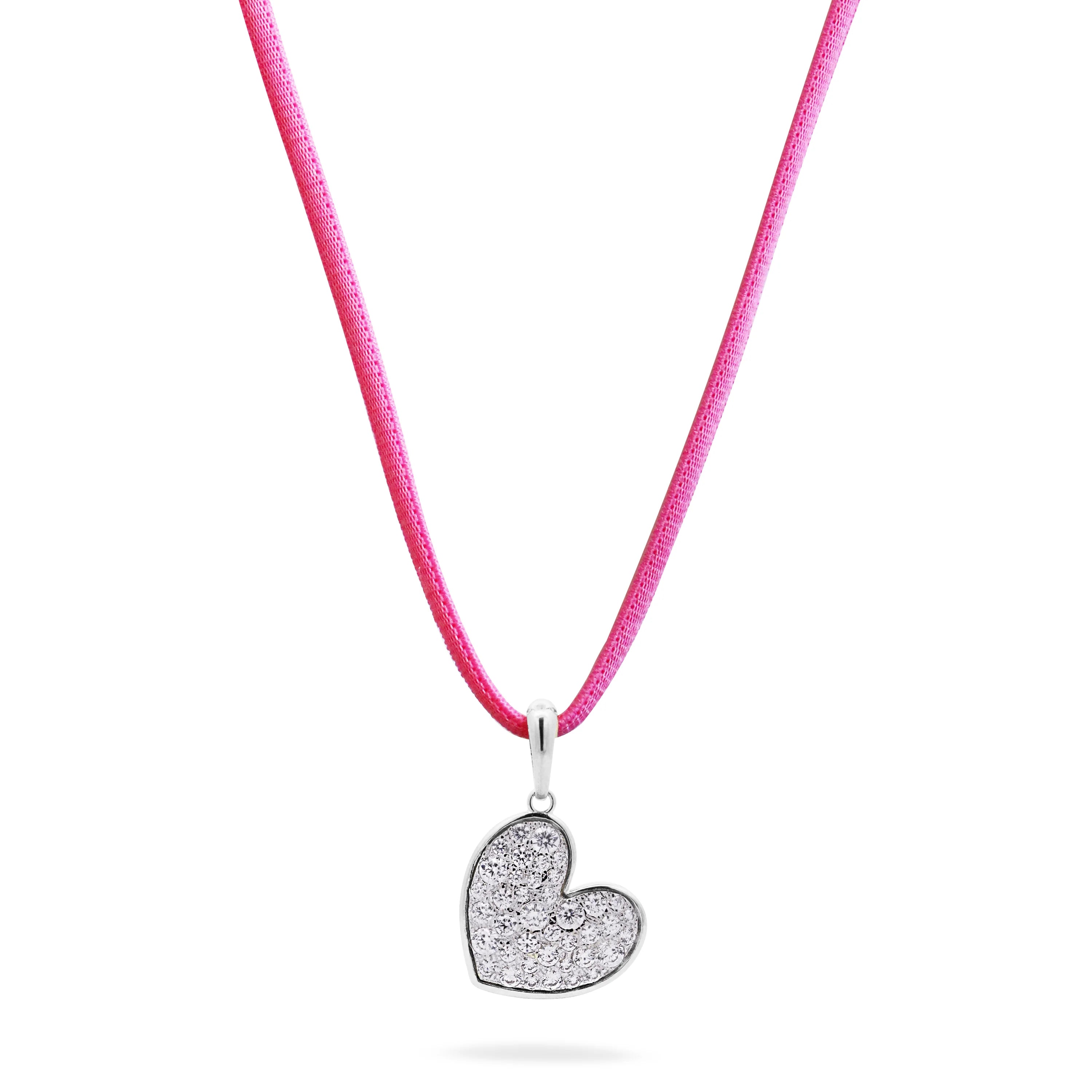 Ciondolo a forma di cuore con choker rosa - Cuore Pavè Oversized - Collezione Stardust Ten di Rue Des Mille presso Liberati Gioielli