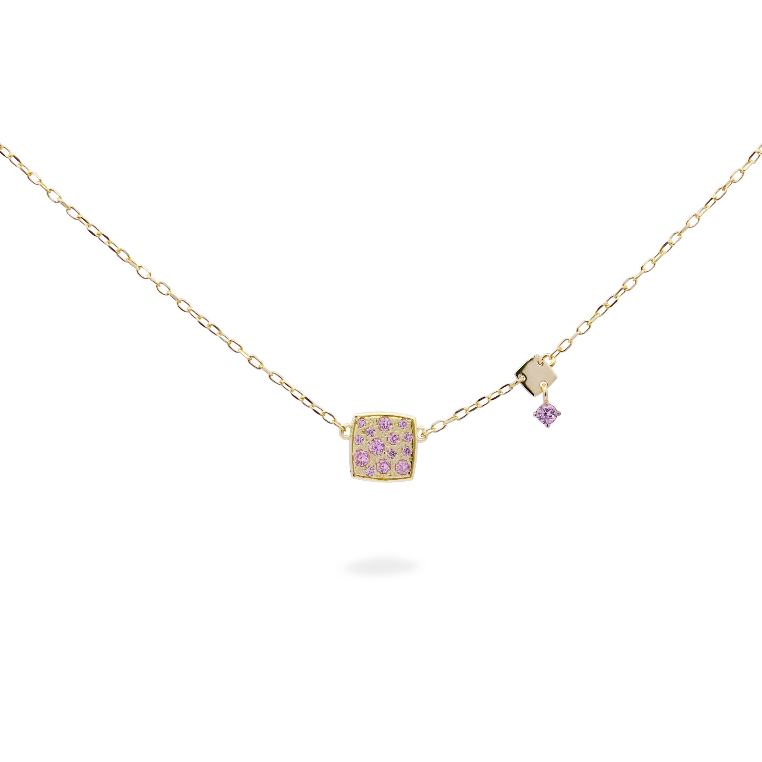 Girocollo Pavè Rosa Quadrato e Mini Castone - Stardust Ten