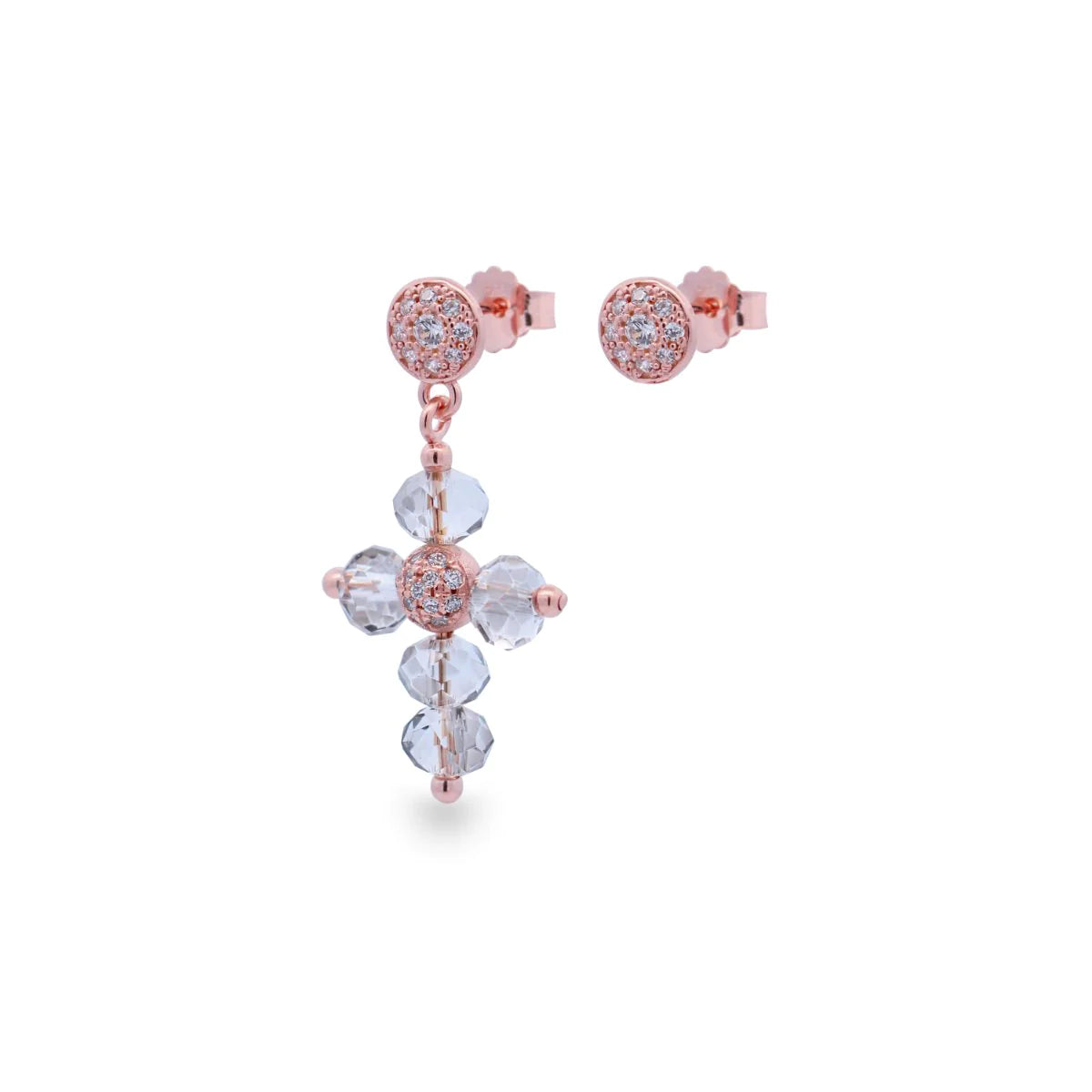 Orecchino croce Crystal Cross grigio fumè - Crystal Rainbow