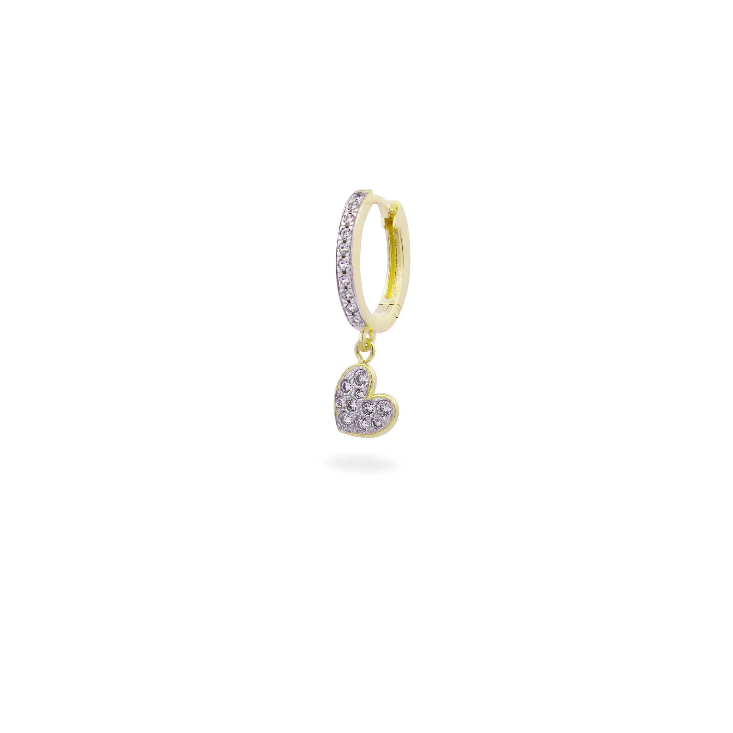 Mono-orecchino Hoop Pavè Cuore Small- Stardust Ten