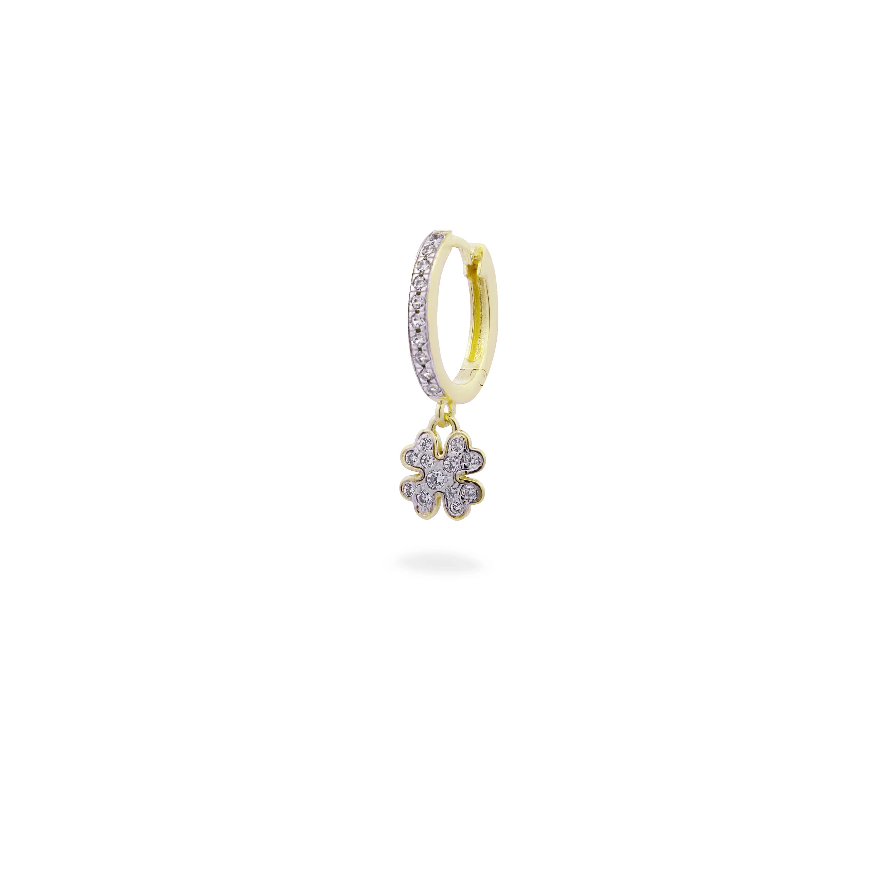 Mono-orecchino Hoop Pavè Quadrifoglio Small - Stardust Ten