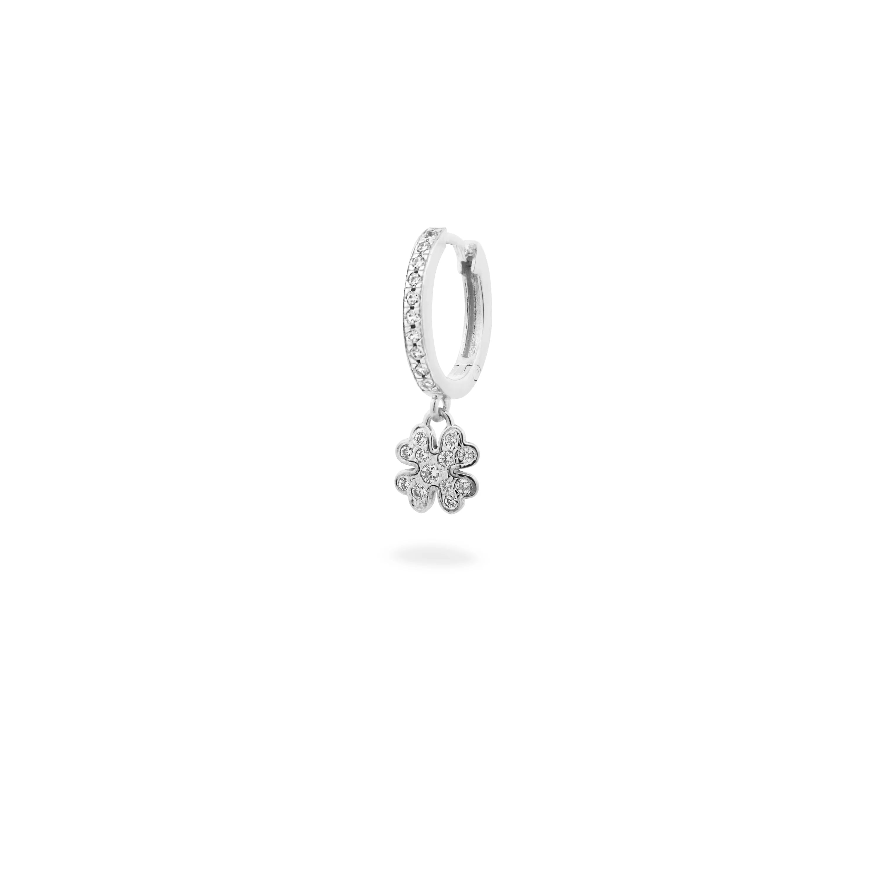 Mono-orecchino Hoop Pavè Quadrifoglio Small - Stardust Ten