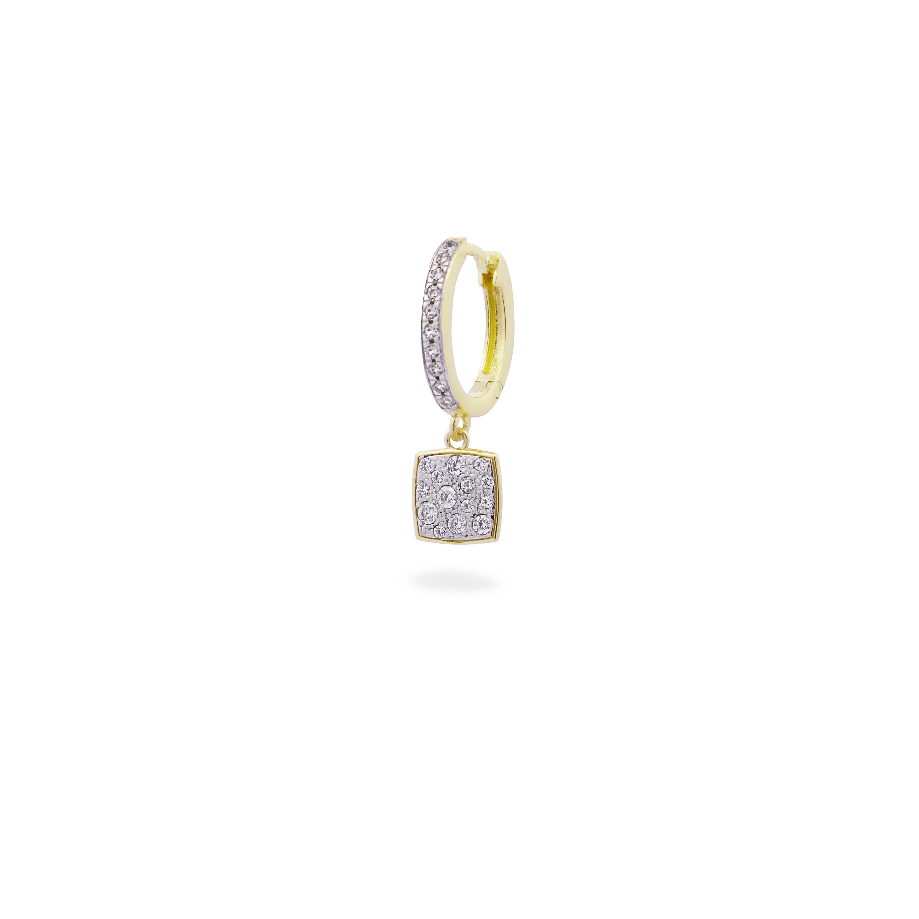 Mono-orecchino Hoop Pavè Quadrato - Stardust Ten