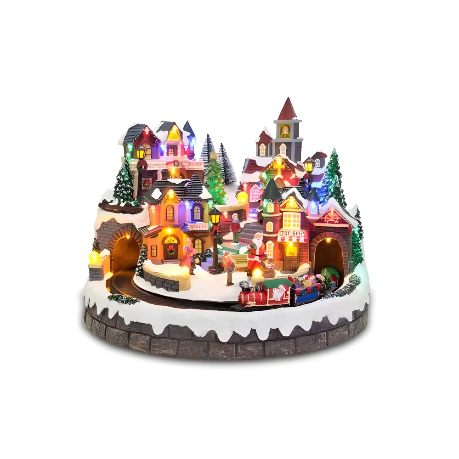 Villaggio di Natale con Trenino, Luci, Suoni e Movimento - CM.40x40x32H - Villaggi