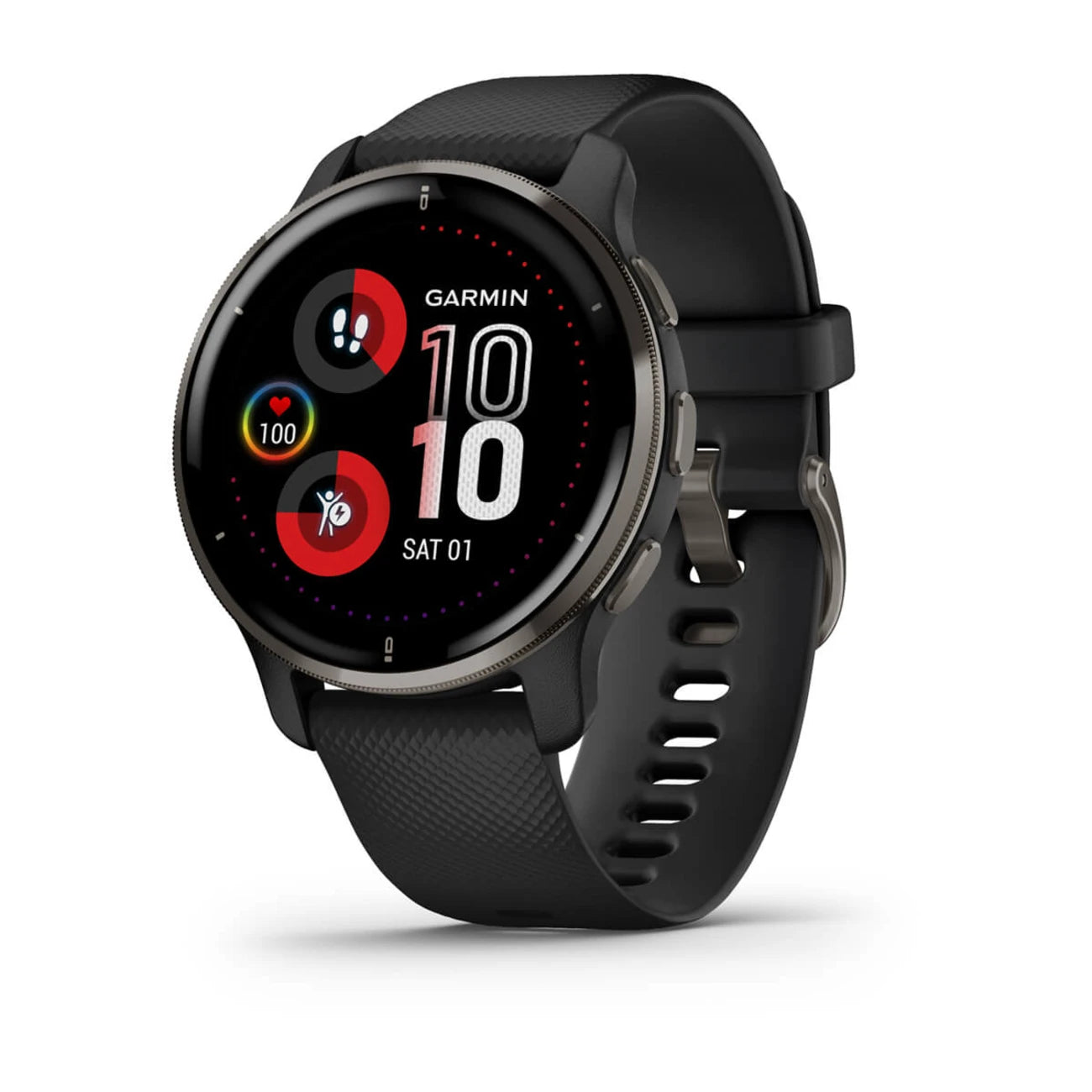 Venu® 2 Plus Lunetta Slate Stainless Steel con cassa Black e cinturino in silicone Black