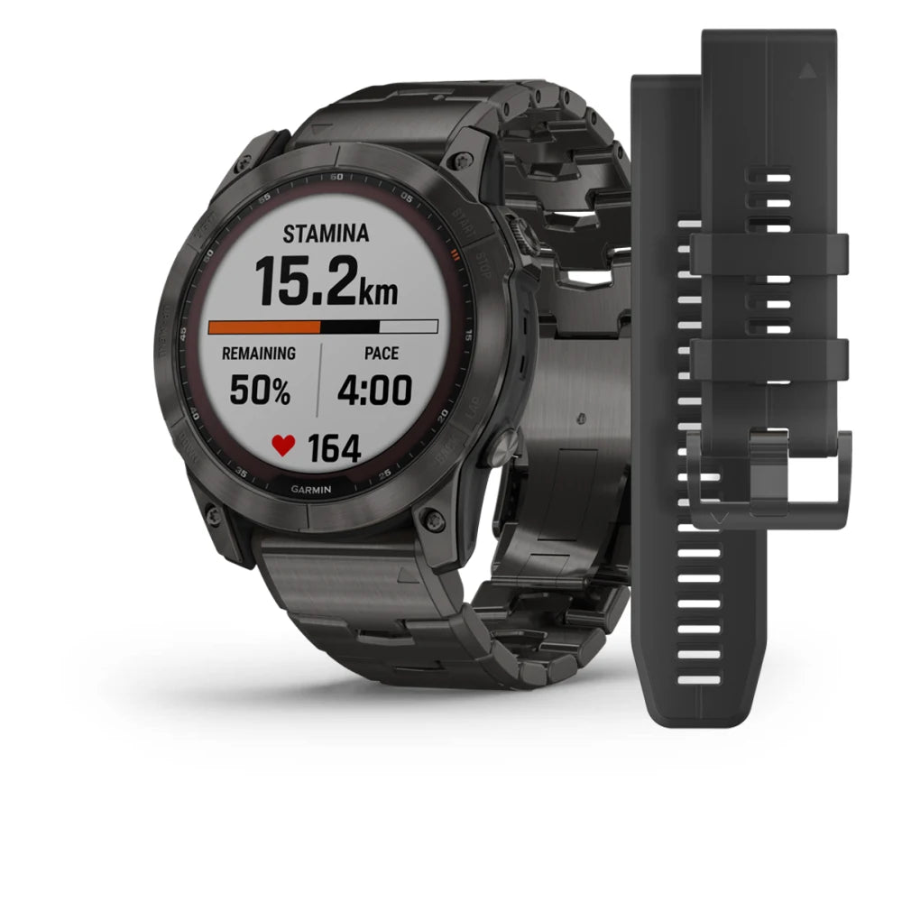 fēnix® 7X – Sapphire Solar Edition - 51mm - Titanium Carbon Grey DLC con bracciale Vented Titanium Carbon Grey DLC