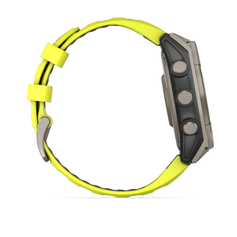 fēnix® 8 - 47 mm, Solar, Sapphire - Sapphire, Titanium con cinturino Amp yellow/graphite in silicone