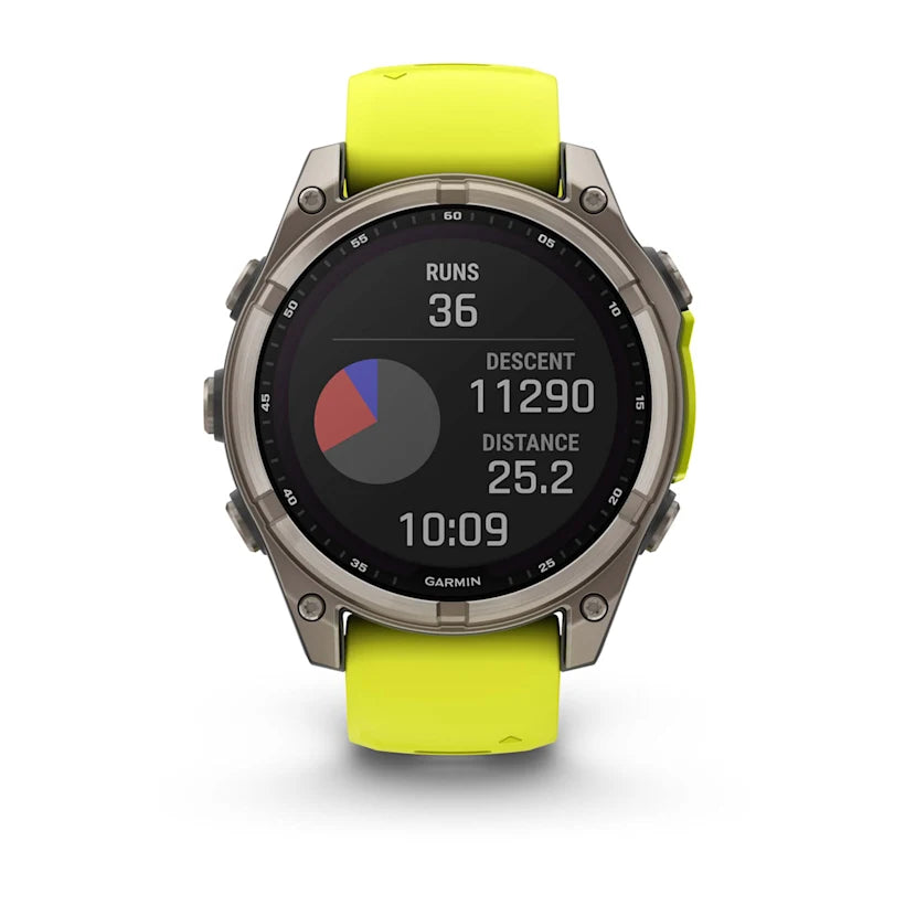 fēnix® 8 - 47 mm, Solar, Sapphire - Sapphire, Titanium con cinturino Amp yellow/graphite in silicone
