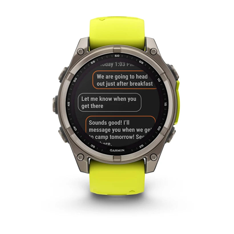 fēnix® 8 - 47 mm, Solar, Sapphire - Sapphire, Titanium con cinturino Amp yellow/graphite in silicone