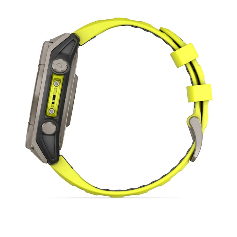 fēnix® 8 - 47 mm, Solar, Sapphire - Sapphire, Titanium con cinturino Amp yellow/graphite in silicone