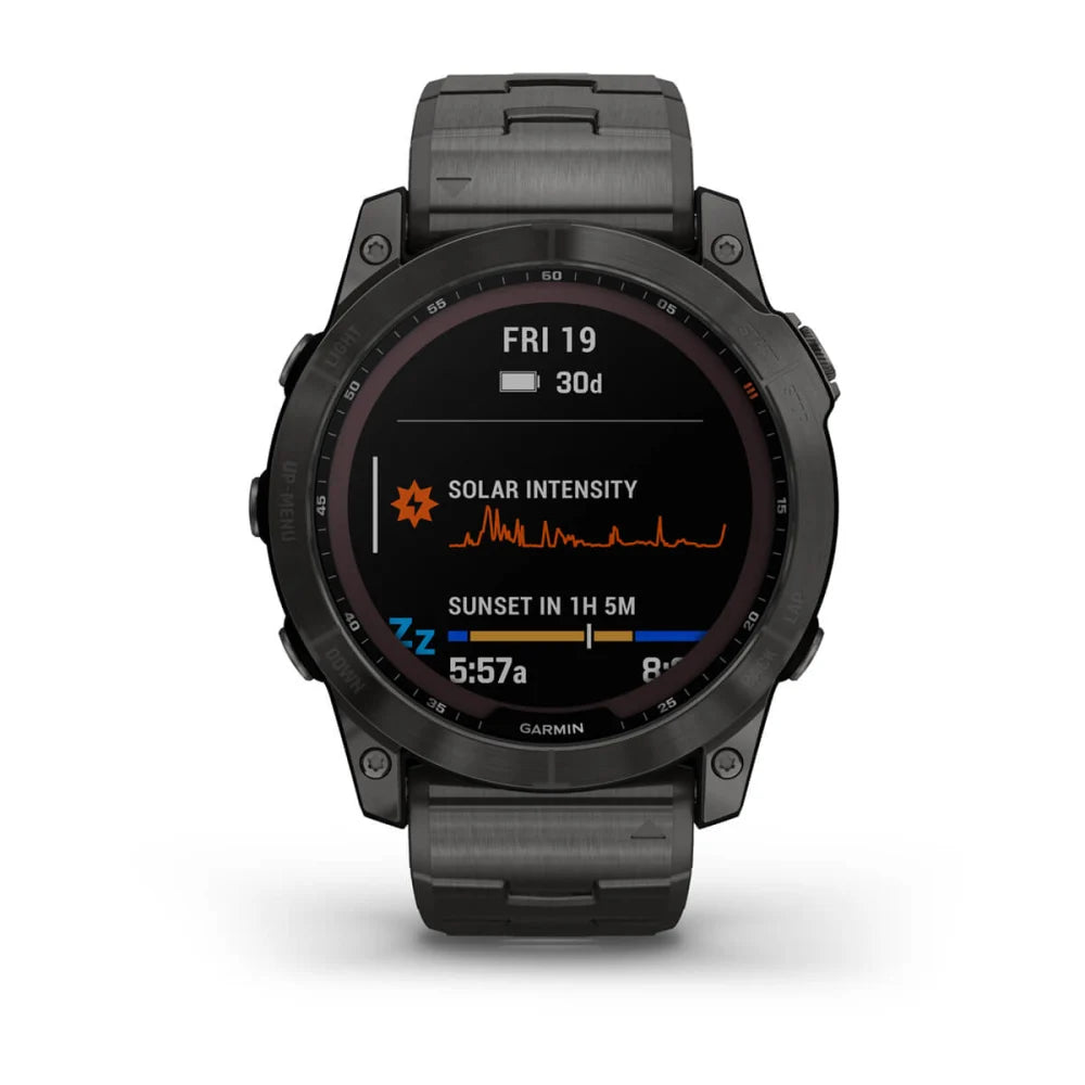 fēnix® 7X – Sapphire Solar Edition - 51mm - Titanium Carbon Grey DLC con bracciale Vented Titanium Carbon Grey DLC