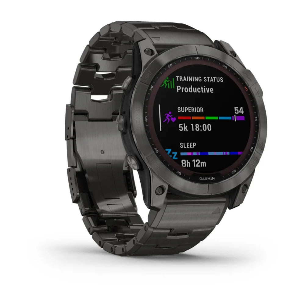 fēnix® 7X – Sapphire Solar Edition - 51mm - Titanium Carbon Grey DLC con bracciale Vented Titanium Carbon Grey DLC