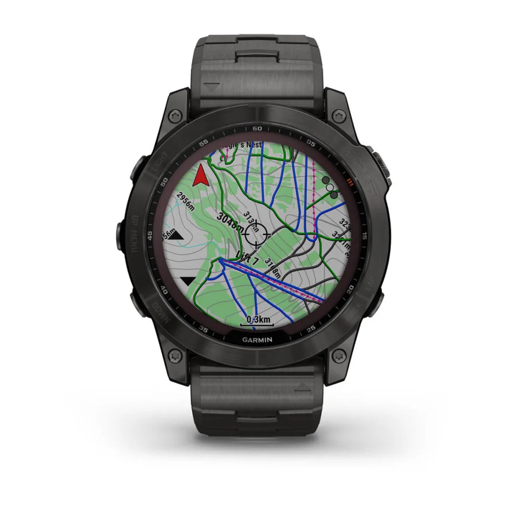 fēnix® 7X – Sapphire Solar Edition - 51mm - Titanium Carbon Grey DLC con bracciale Vented Titanium Carbon Grey DLC