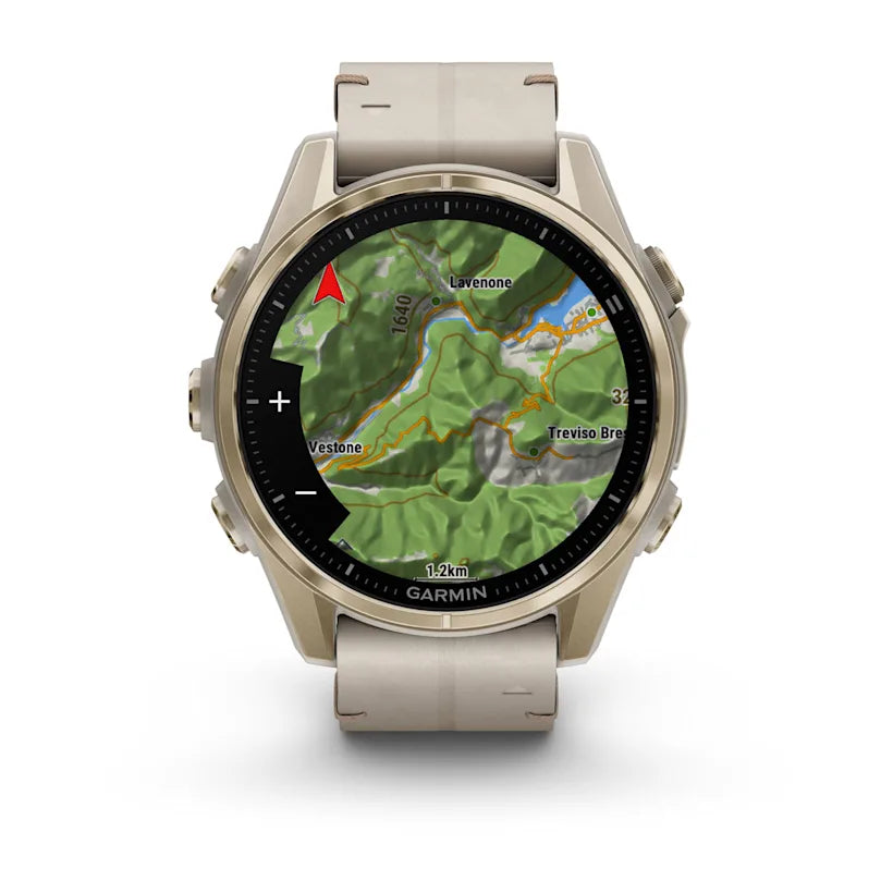 fēnix® 8 - 43 mm, AMOLED - Sapphire, Soft gold con cinturino Limestone