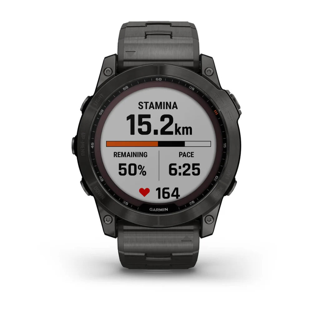 fēnix® 7X – Sapphire Solar Edition - 51mm - Titanium Carbon Grey DLC con bracciale Vented Titanium Carbon Grey DLC