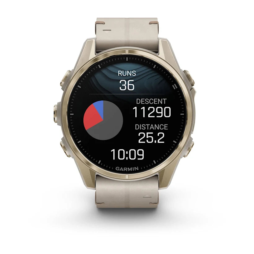 fēnix® 8 - 43 mm, AMOLED - Sapphire, Soft gold con cinturino Limestone