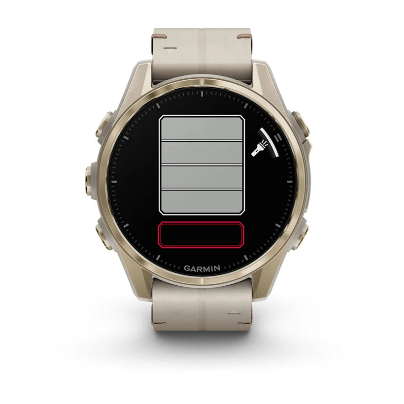 fēnix® 8 - 43 mm, AMOLED - Sapphire, Soft gold con cinturino Limestone