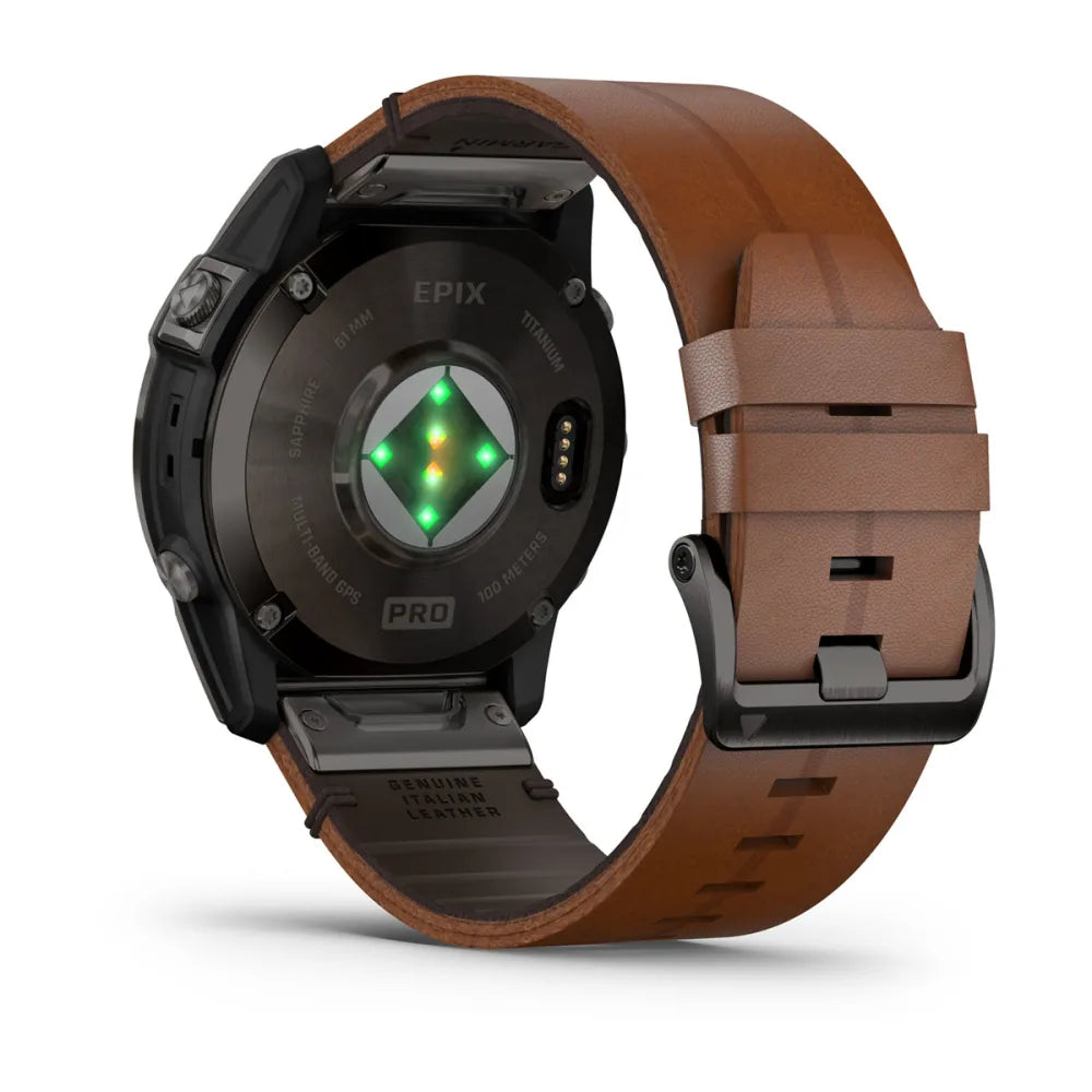 epix™ Pro (Gen 2) - Sapphire Edition - 51 mm - Carbon Gray DLC Titanium con cinturino Chestnut Leather