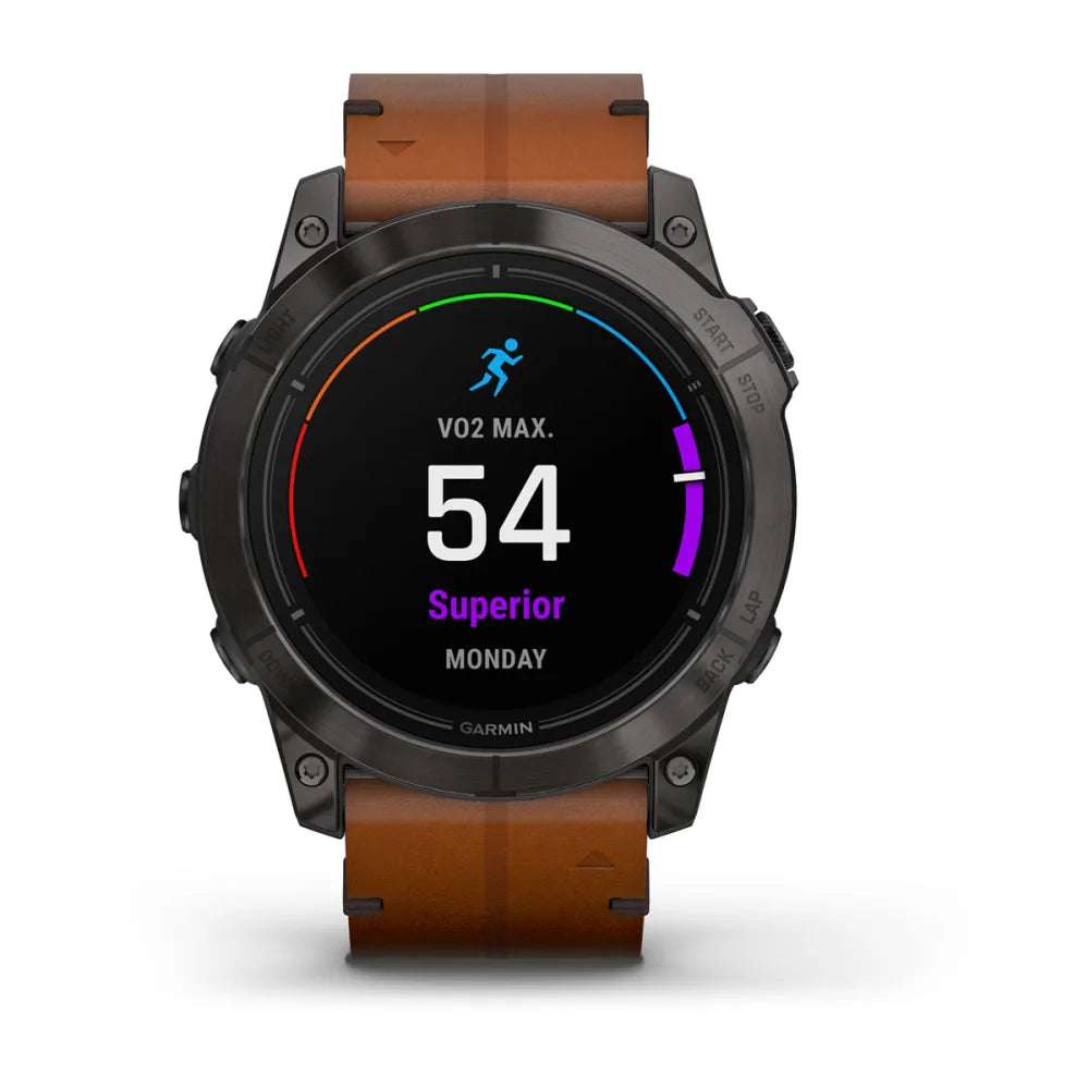 epix™ Pro (Gen 2) - Sapphire Edition - 51 mm - Carbon Gray DLC Titanium con cinturino Chestnut Leather