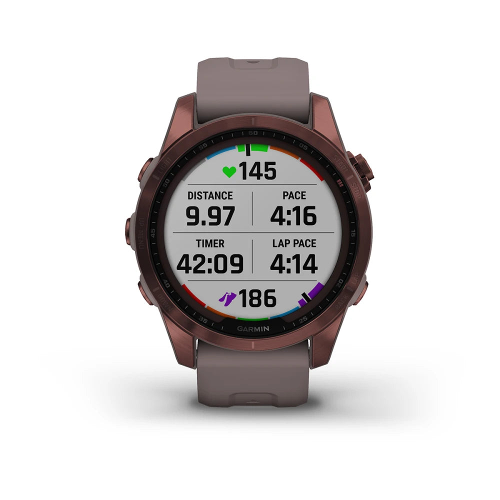 fēnix® 7S - 42mm - Sapphire Solar Edition Titanium Dark Bronze con cinturino Shale Grey