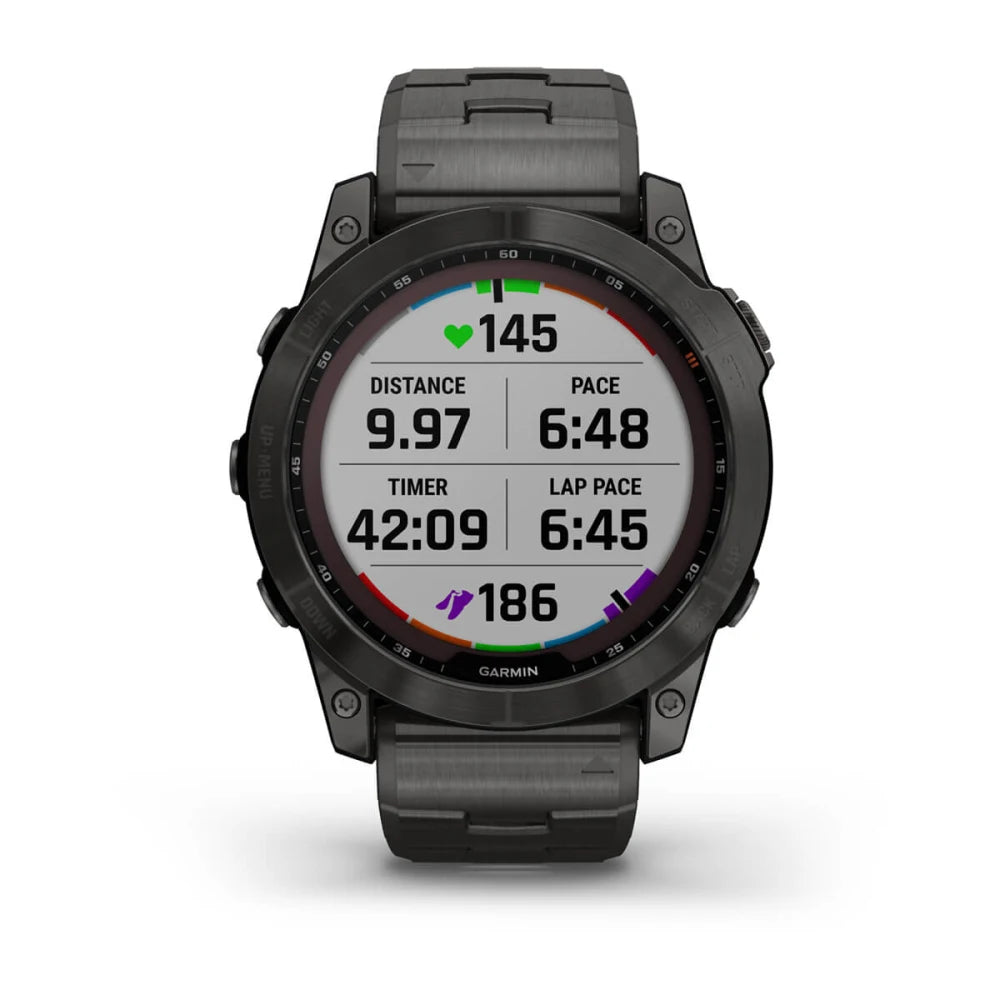 fēnix® 7X – Sapphire Solar Edition - 51mm - Titanium Carbon Grey DLC con bracciale Vented Titanium Carbon Grey DLC