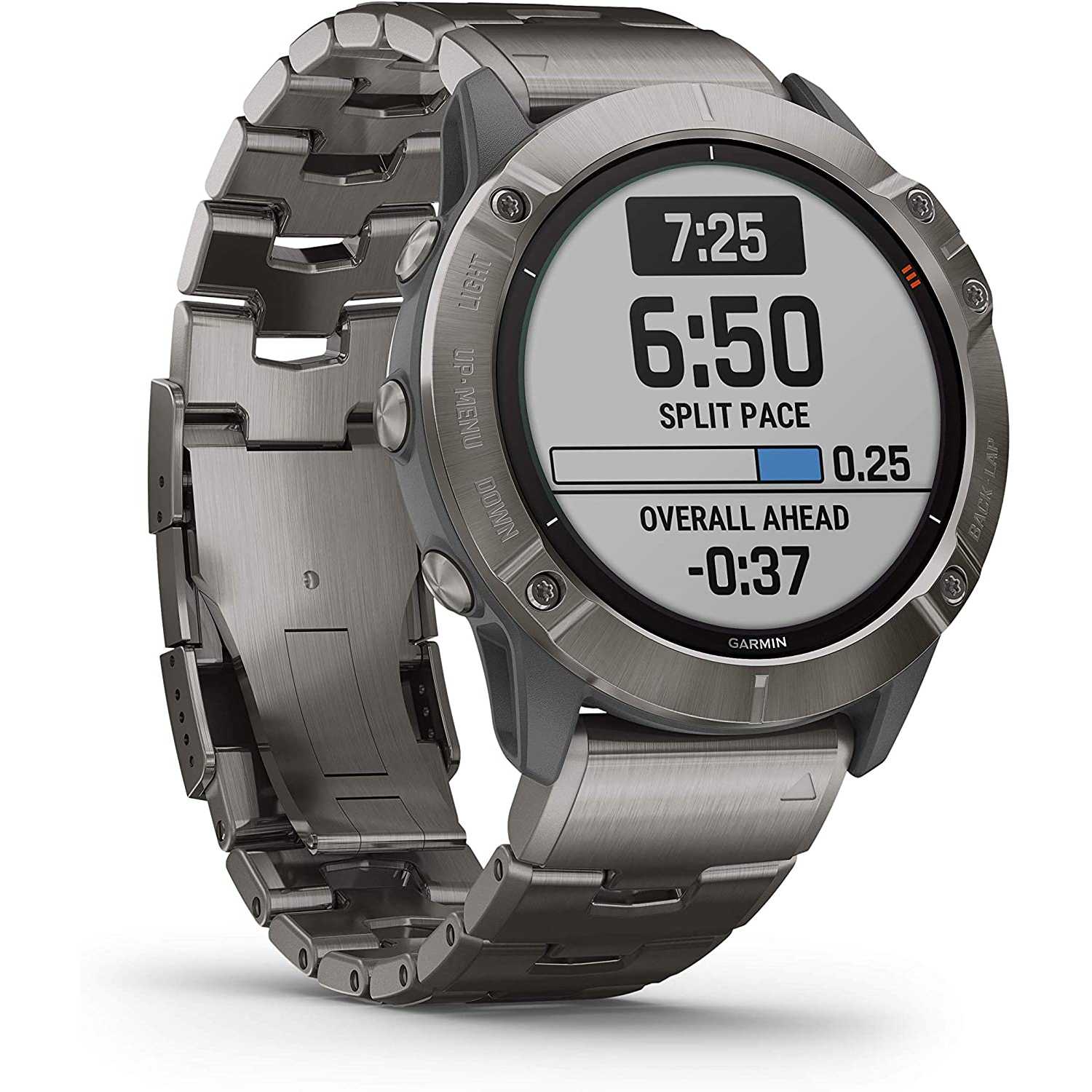 fēnix 6X – Pro Solar Edition PRO Solar, Lunetta Titanium cassa Powder Gray con bracciale Titanium
