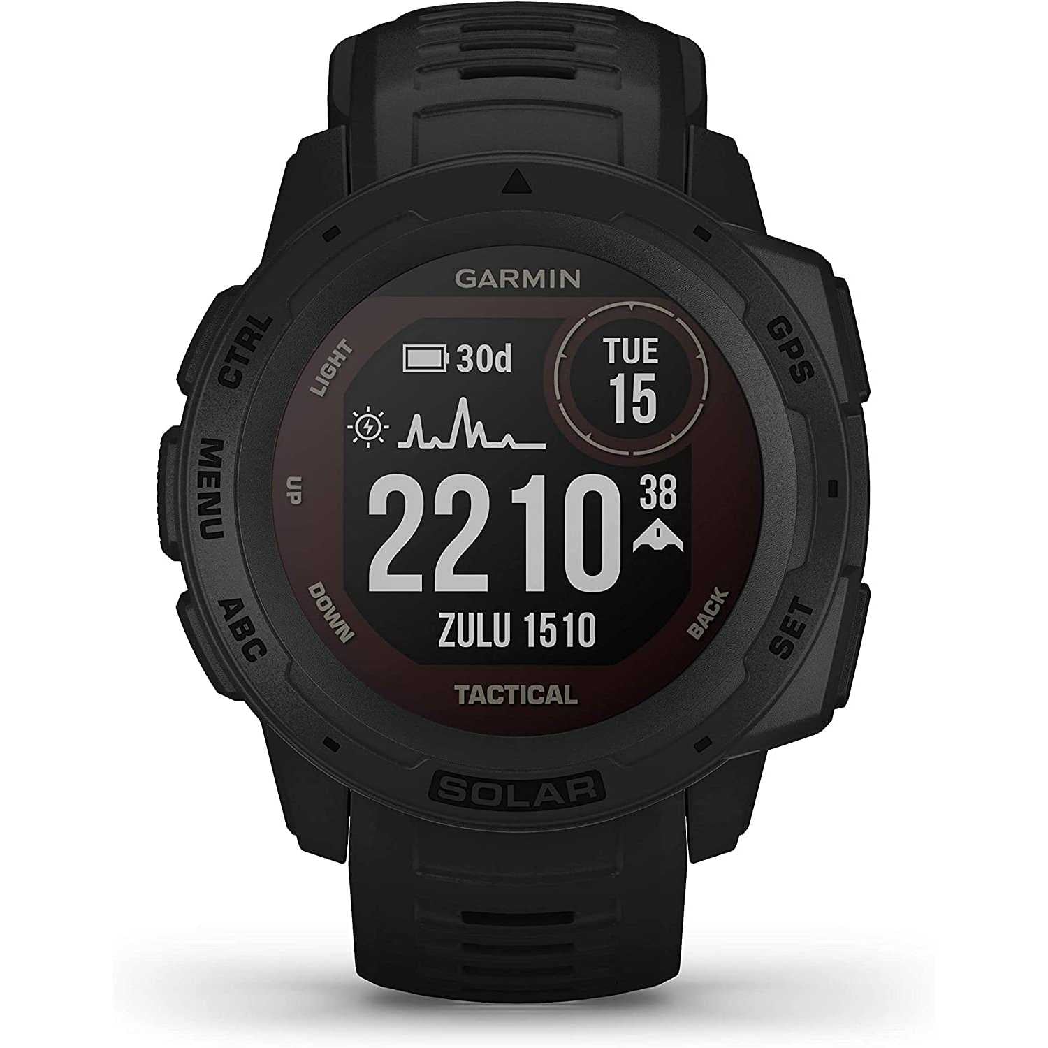 Garmin Instinct Solar Tactical- Smartwatch Gps Ultra-Resistente con Ricarica Solare, Cardio, App Multisport e Funzioni Tattiche, Nero Nero Instinct Tactical