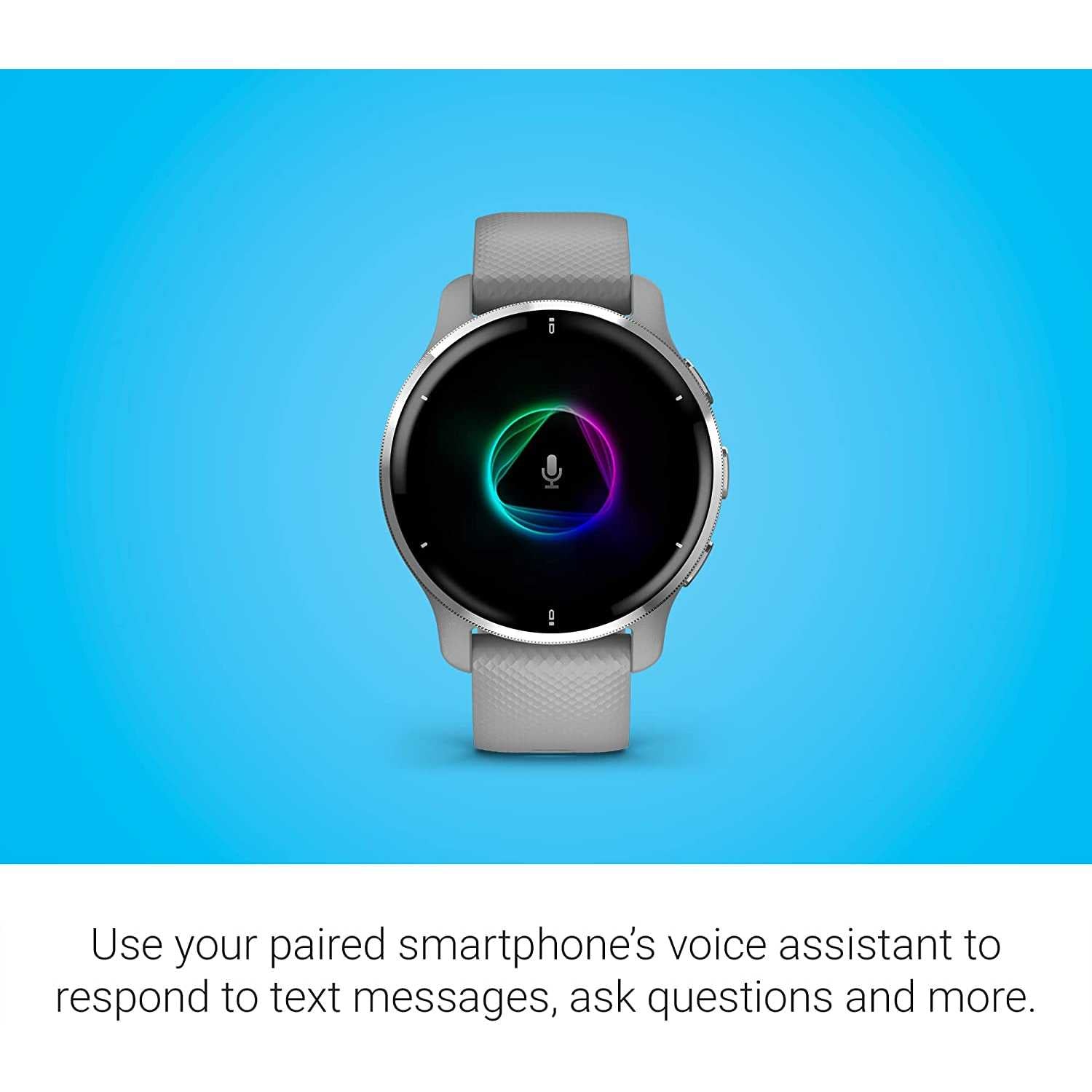 Garmin Venu 2 Plus, Smartwatch AMOLED 1,3", Microfono e cassa, Musica, Garmin Pay, +25 App sport, GPS, Cardio, SpO2 (Silver & Powder Gray)
