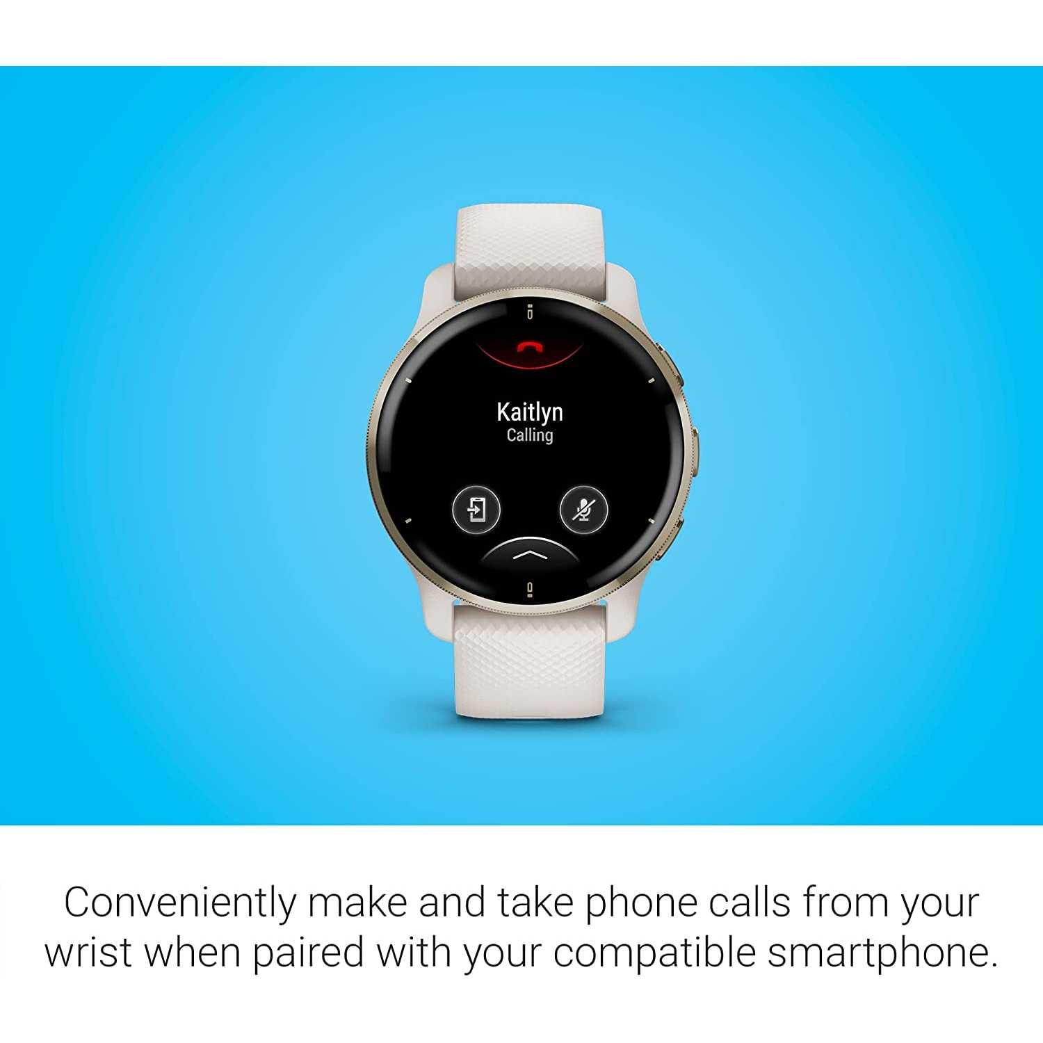 Garmin Venu 2 Plus, Smartwatch AMOLED 1,3", Microfono e cassa, Musica, Garmin Pay, +25 App sport, GPS, Cardio, SpO2 (Cream Gold & Ivory)