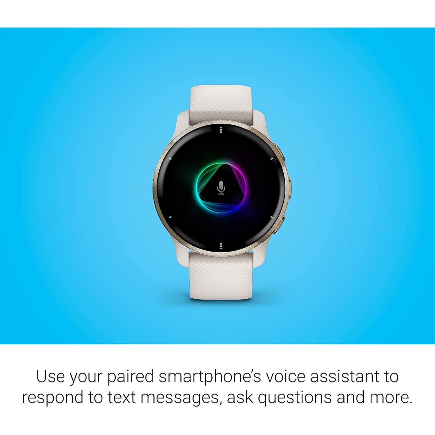 Garmin Venu 2 Plus, Smartwatch AMOLED 1,3", Microfono e cassa, Musica, Garmin Pay, +25 App sport, GPS, Cardio, SpO2 (Cream Gold & Ivory)