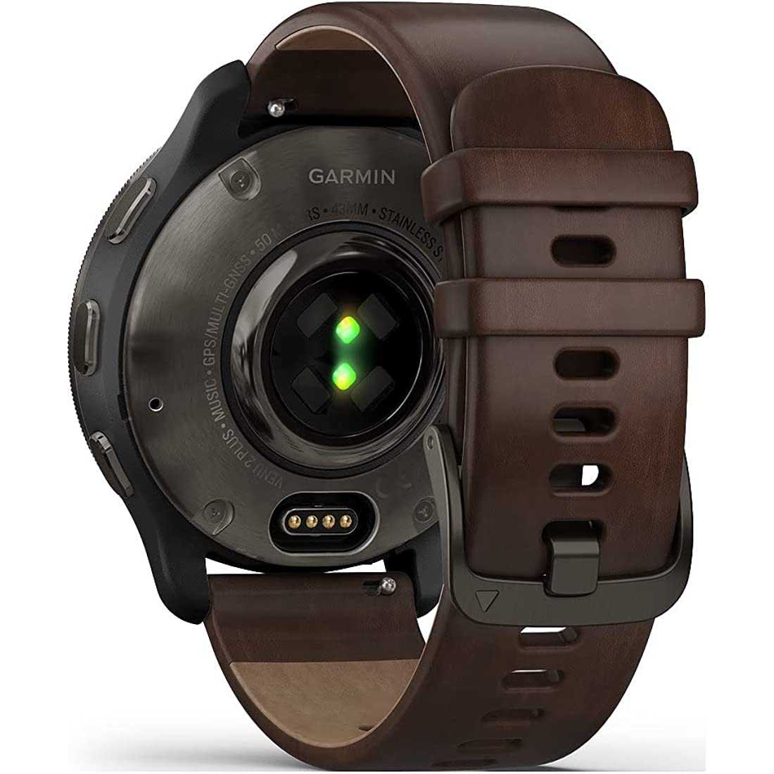 Venu® 2 Plus Lunetta Slate Stainless Steel con cassa Black e cinturino Brown Leather