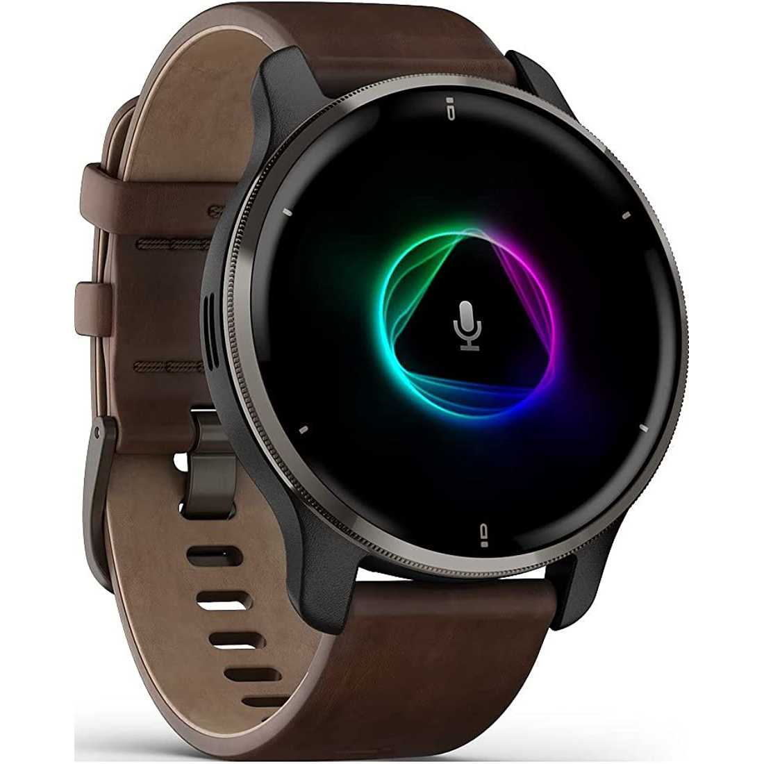 Venu® 2 Plus Lunetta Slate Stainless Steel con cassa Black e cinturino Brown Leather