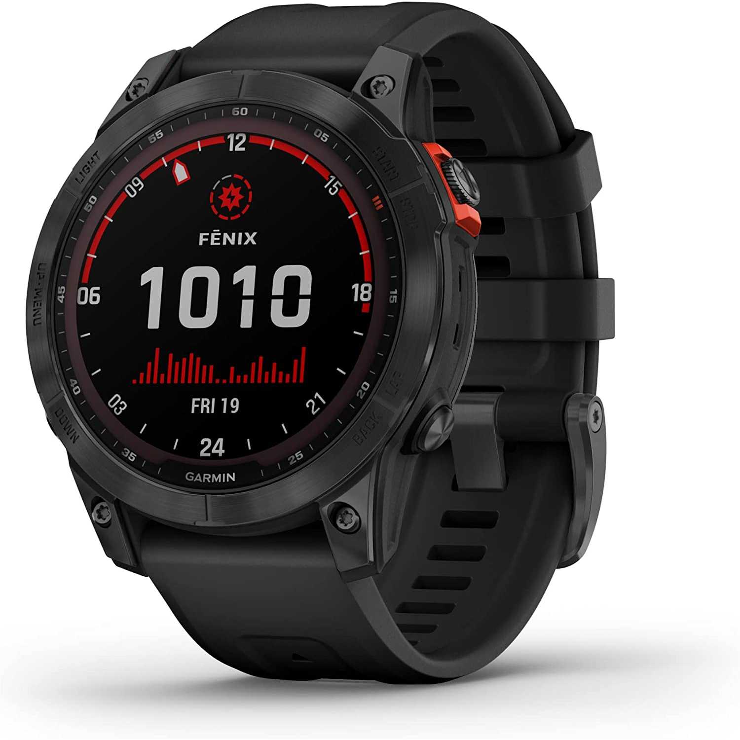 Garmin fēnix 7 Solar, Smartwatch con ricarica solare, 47mm, Display 1,3", Touchscreen, +30 Sport, GNSS multi-band, Cardio, SpO2, Mappe, Musica, Garmin Pay, Autonomia 22 giorni (Slate Gray & Black) fēnix 7 Solar 47 mm Slate Gray & Black