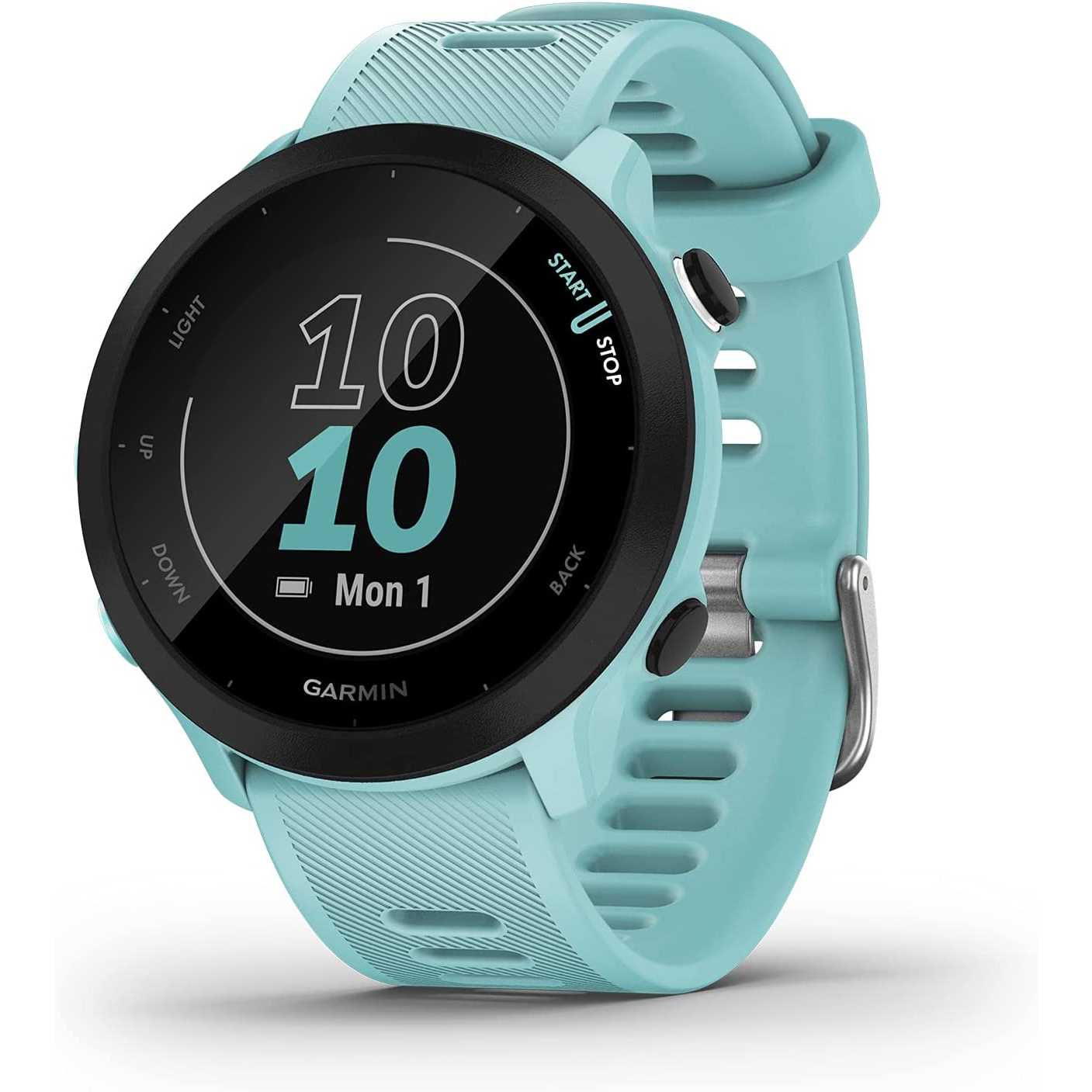 Garmin Forerunner 55 (Aqua), Smartwatch running con GPS, Cardio, Piani di allenamento inclusi, VO2max, Allenamenti personalizzati, Garmin Connect IQ Aqua Single