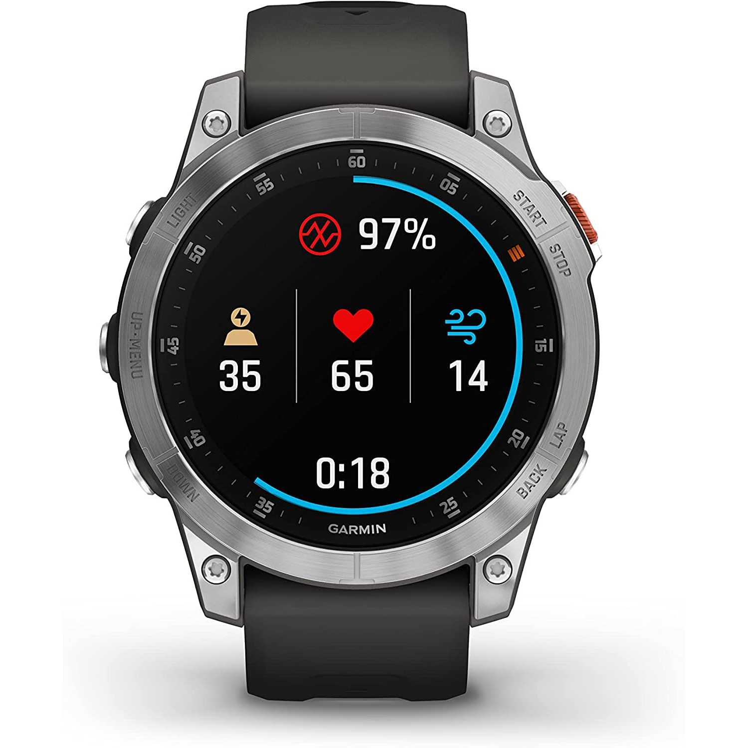 Garmin epix, Smartwatch, 47mm, Display AMOLED 1,3", Touchscreen, 30 Sport, GNSS multi-band, Cardio, SpO2, Mappe, Musica, Garmin Pay, Autonomia 16 giorni (Slate & Steel)