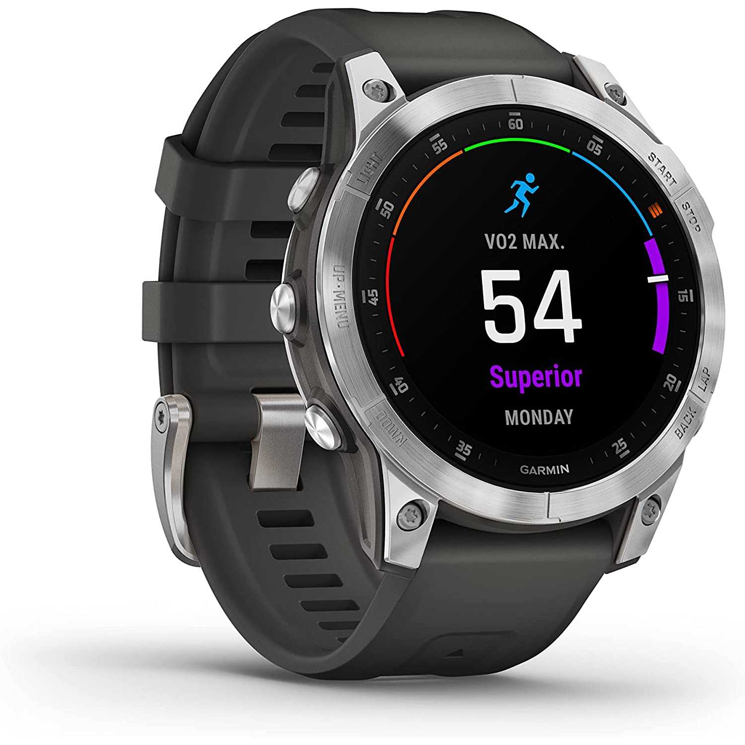 Garmin epix, Smartwatch, 47mm, Display AMOLED 1,3", Touchscreen, 30 Sport, GNSS multi-band, Cardio, SpO2, Mappe, Musica, Garmin Pay, Autonomia 16 giorni (Slate & Steel)