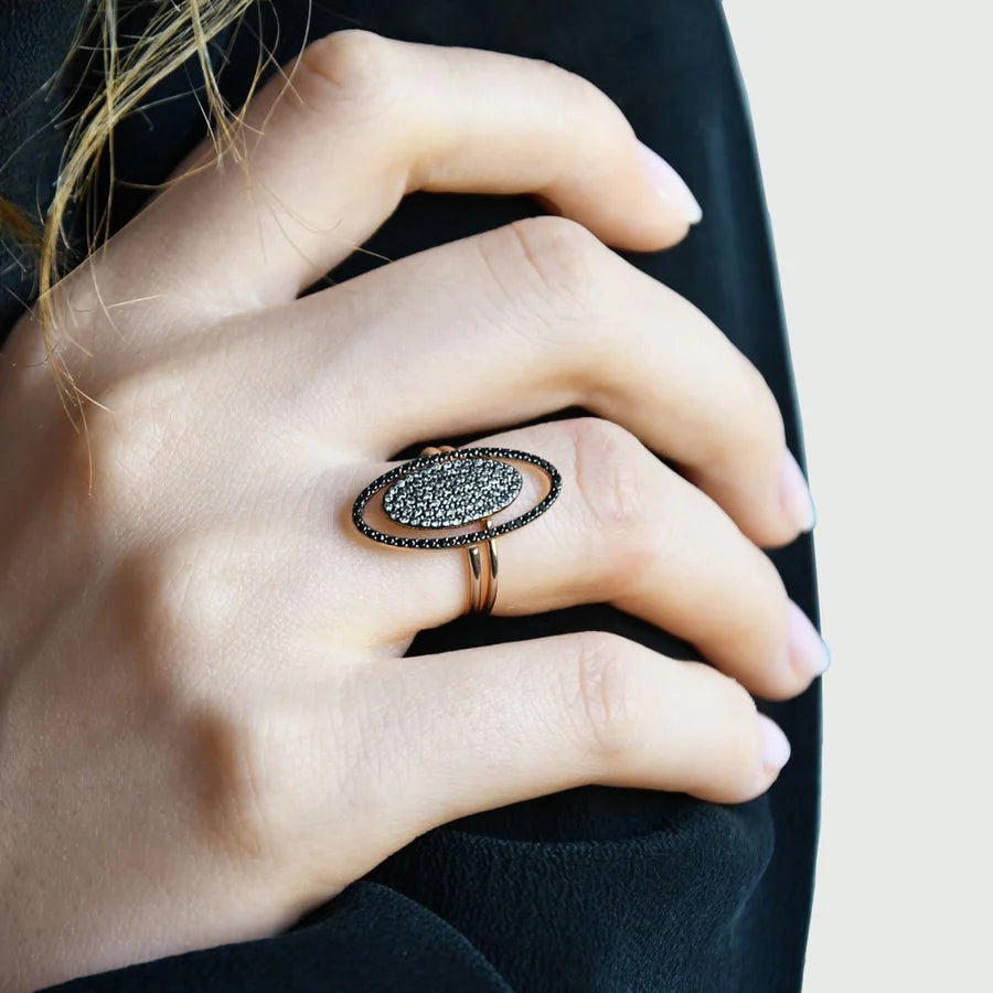 Black Window - Anello in Oro Rosa 18 KT e Diamanti