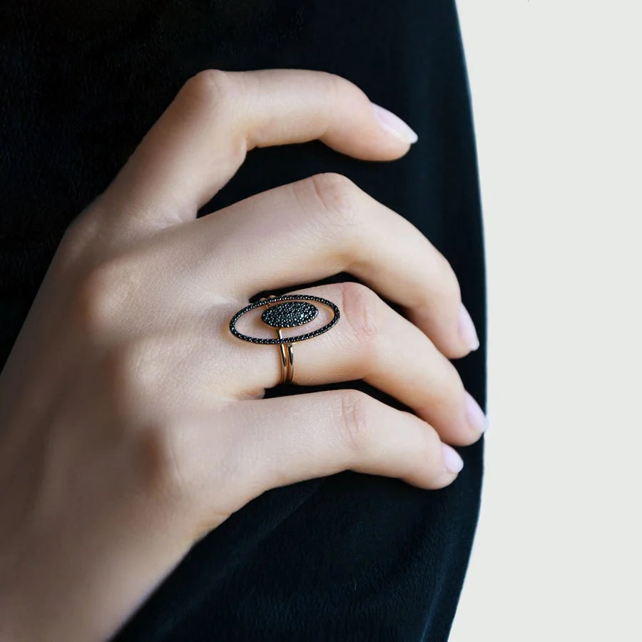 Black Window - Anello in Oro Rosa 18 KT e Diamanti