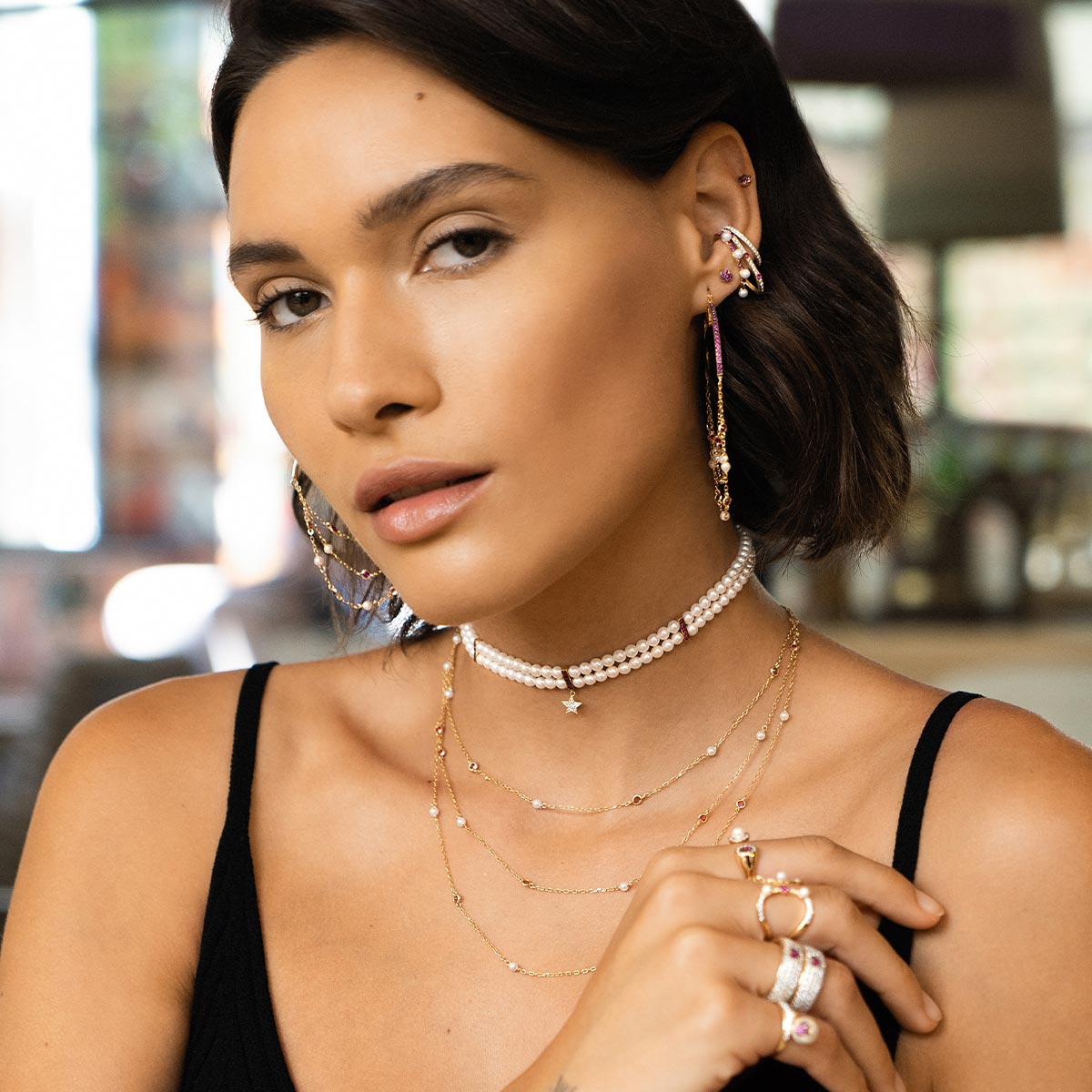 Girocollo Choker Elastico Perle - Galactica