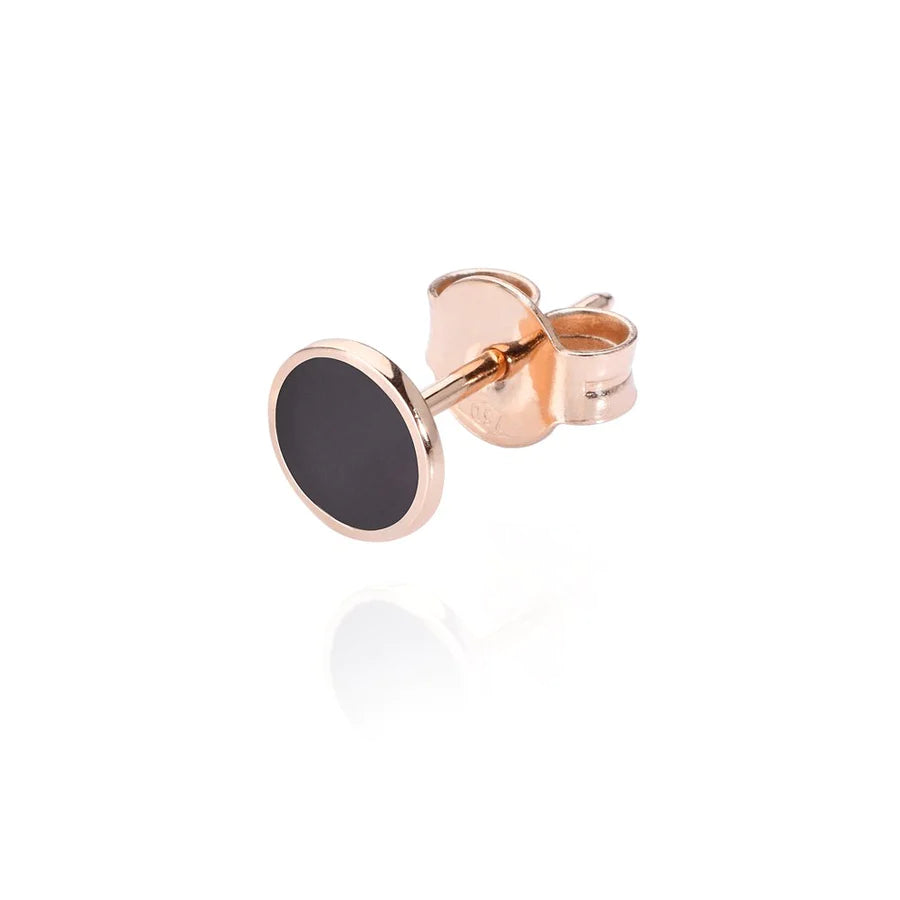Small Chocolate Paillette - Orecchino in Oro Rosa 18 KT e Smalto