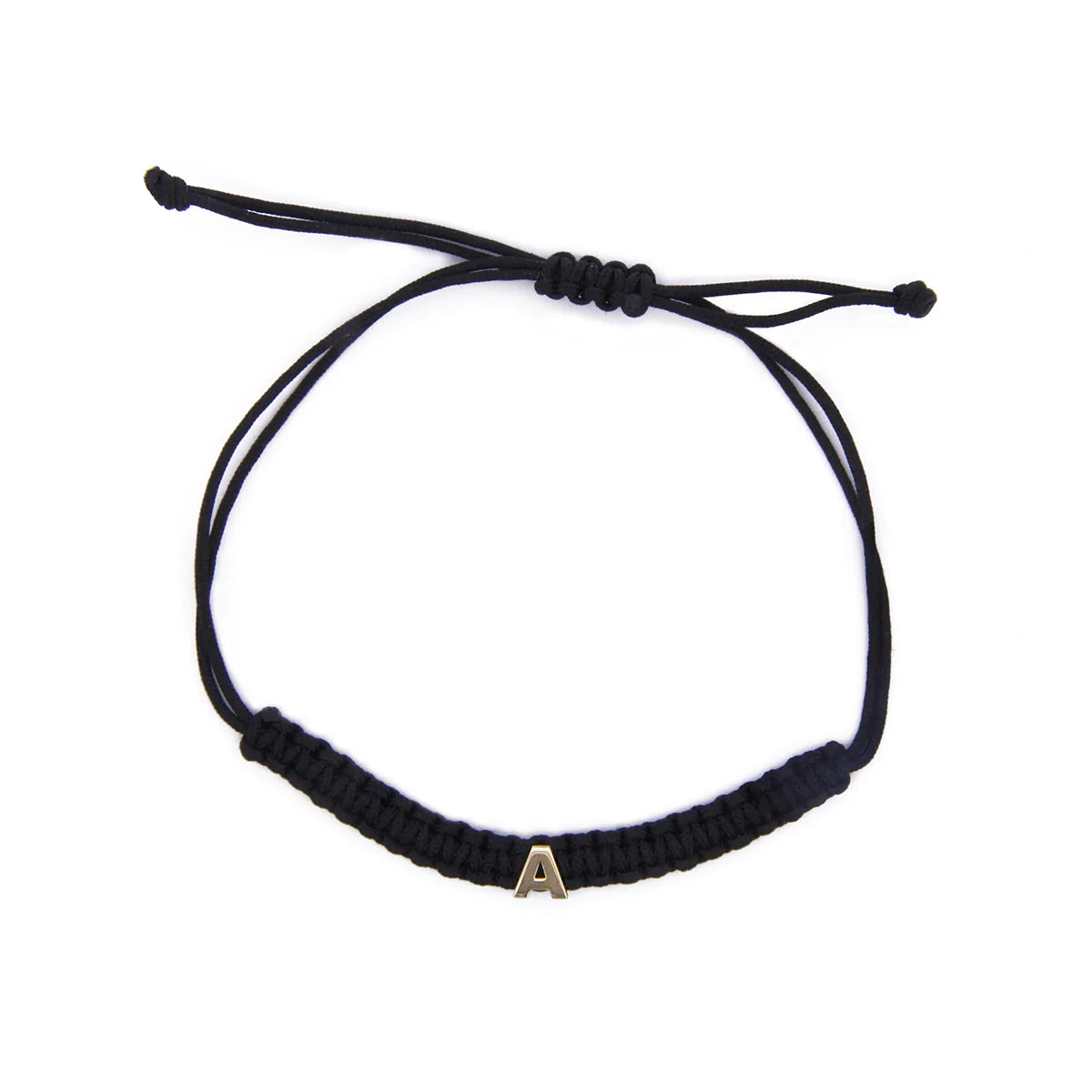 Bracciale Tessuto Nero Con Lettera - Oro 18kt